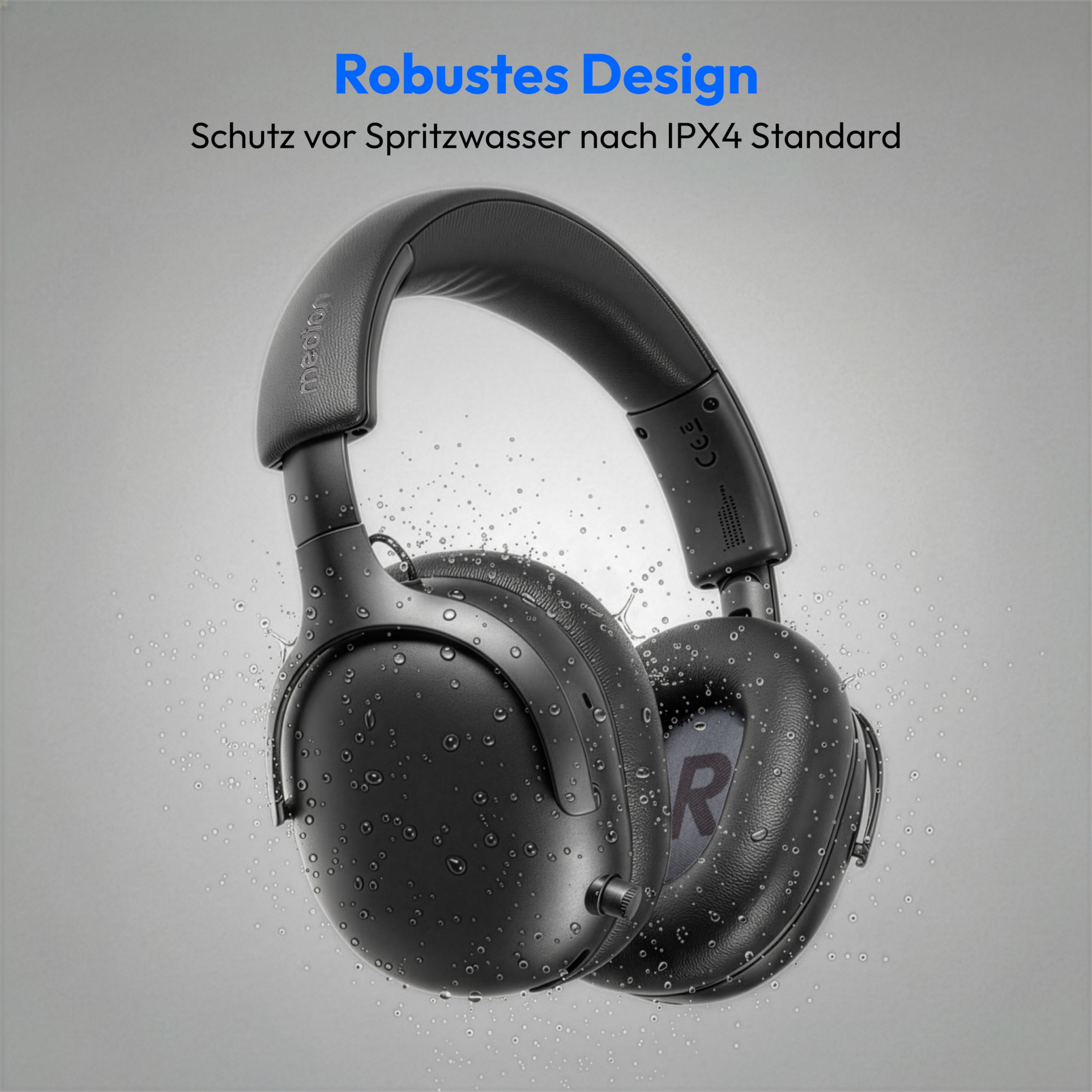 MEDION® Over Ear-Kopfhörer LIFE HX-1 Pro anthrazit, bis zu 190 Stunden Akkulaufzeit, Hybrid Active Noise Cancelling, 7 EQ-Presets + 1 App-Preset, Bluetooth® 6.0 wireless technology, IPX4 Spritzwasserschutz
