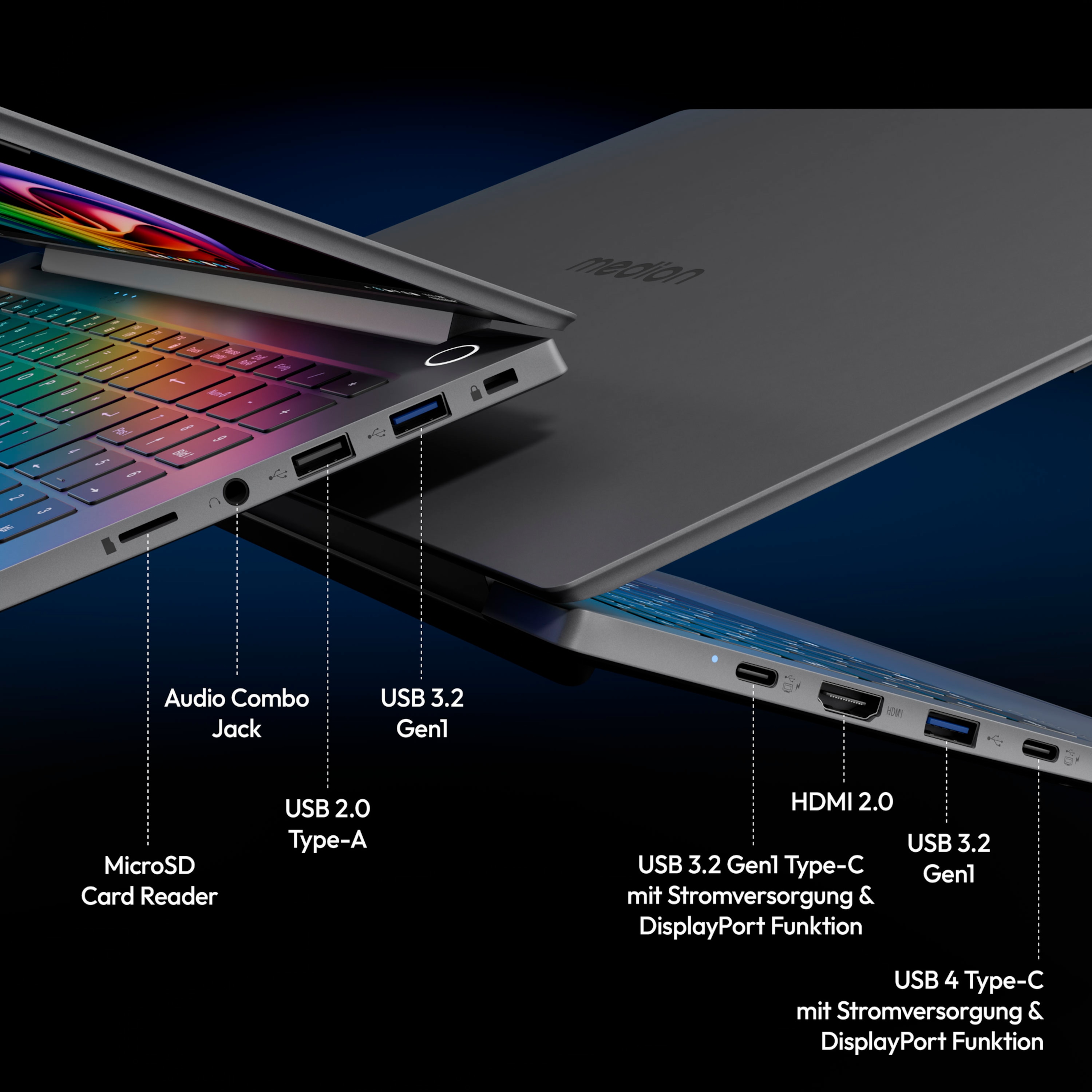 MEDION® SPRCHRGD 16 S1 OLED; Copilot+ PC, Intel® Core™ Ultra 7 258V , Windows 11 Home, 40,6 cm (16“) 2,8K OLED-Display, 1 TB SSD, 32 GB RAM