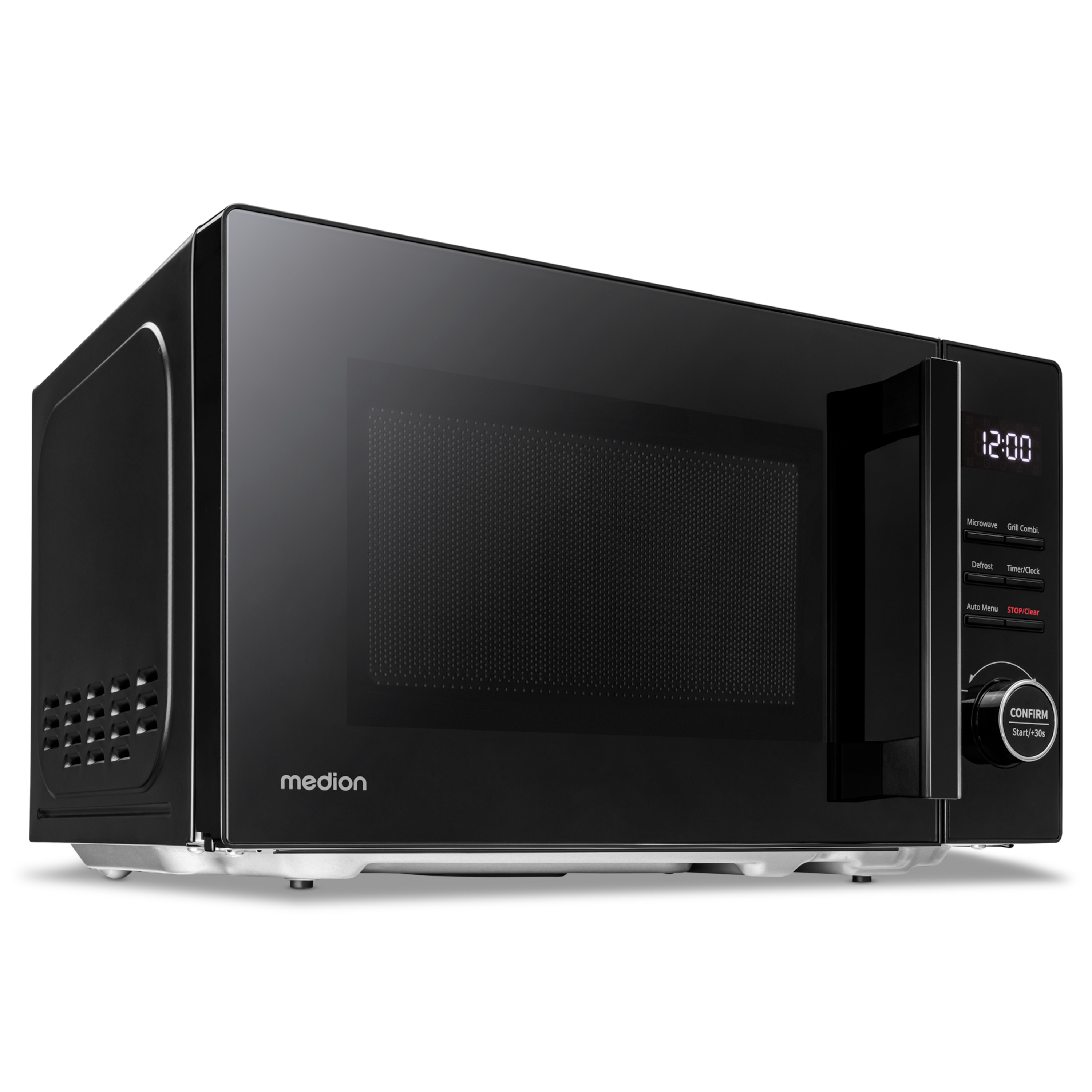 MEDION® LIFE® 2 in 1 Mikrowelle MD12021, 800 Watt Mikrowellenleistung, 1000 Watt Grillleistung, 9 Automatikprogramme, 20 L Kapazität, 5 Leistungsstufen, digitaler 95 min. Timer, Auftaufunktion