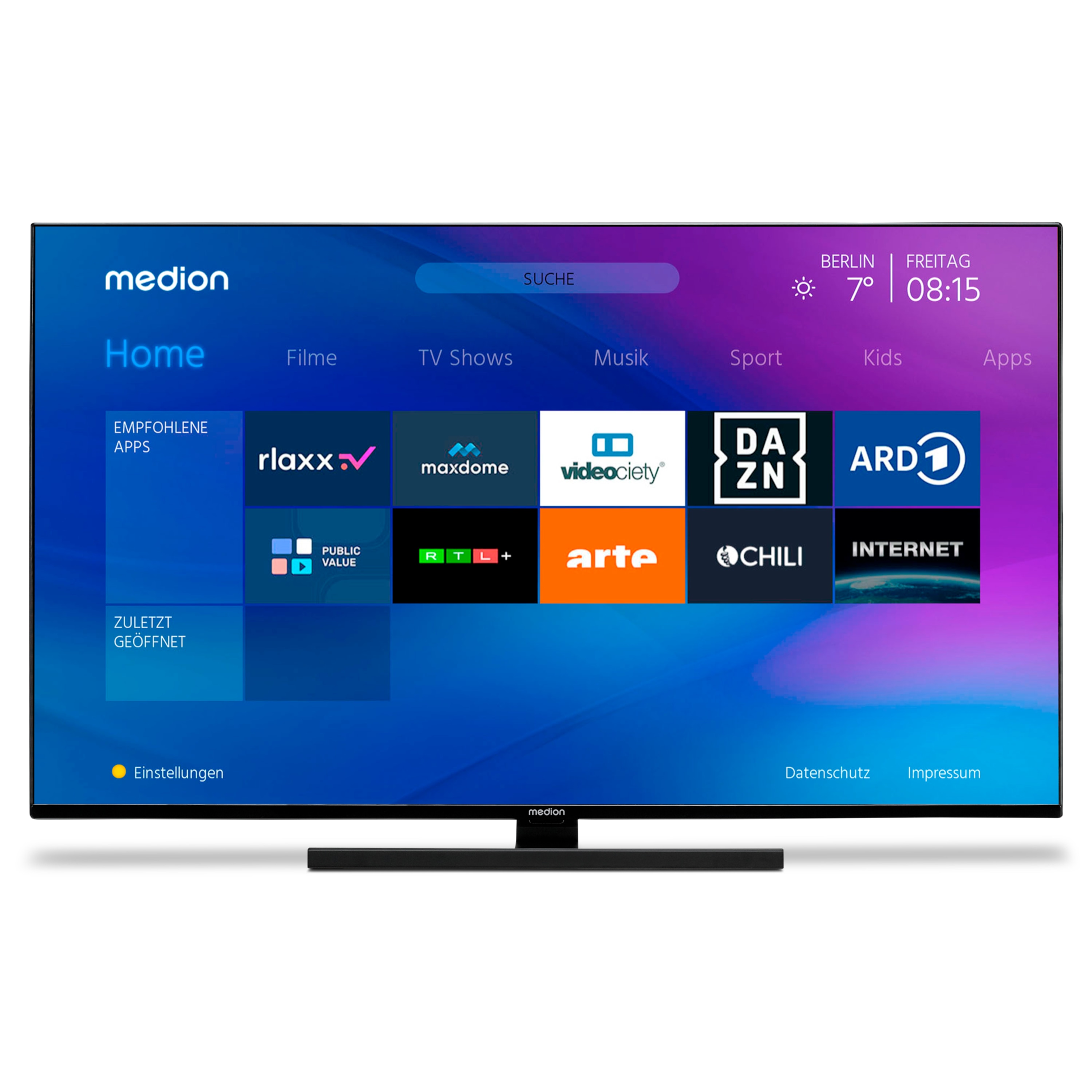 MEDION® Entertainment-Bundle - LIFE® X15021 (MD 30961) QLED Smart-TV, 125,7 cm (50'') Ultra HD Display + Soundbar 2.1.  (MD45001)