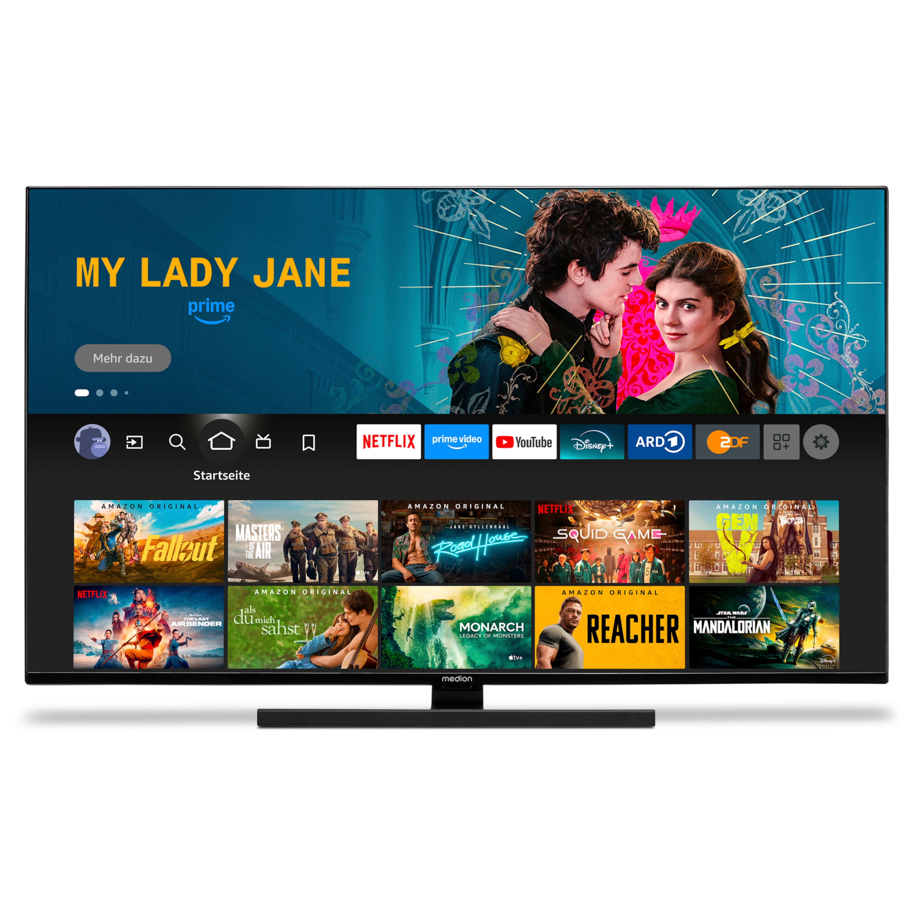 MEDION® LIFE® X14332 (MD 31410) QLED Fire TV, 108 cm (43'') Ultra HD Display, HDR, Dolby Vision®, Micro Dimming, MEMC, Netflix, Amazon Prime Video, Bluetooth®, DTS HD, DTS Virtual X, Dolby Atmos®, HD Triple Tuner, CI+