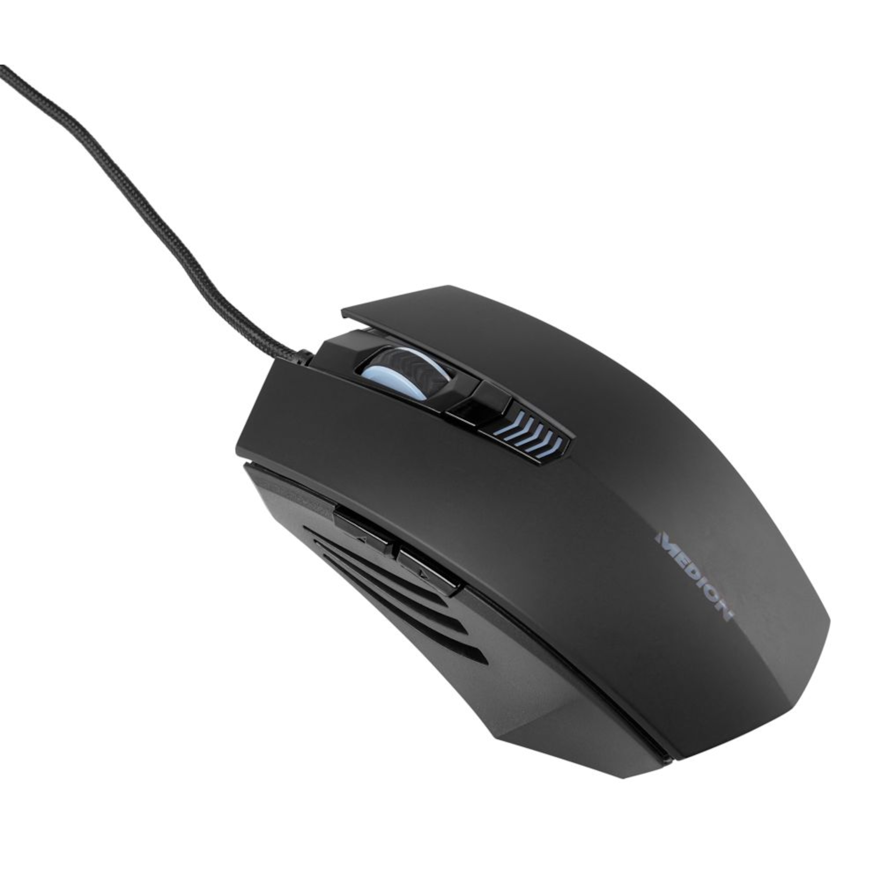 MEDION® E81091 6-Tasten Maus, mit LED-Beleuchtung, optische Auflösung bis zu 2.400 dpi, vergoldeter USB-Stecker