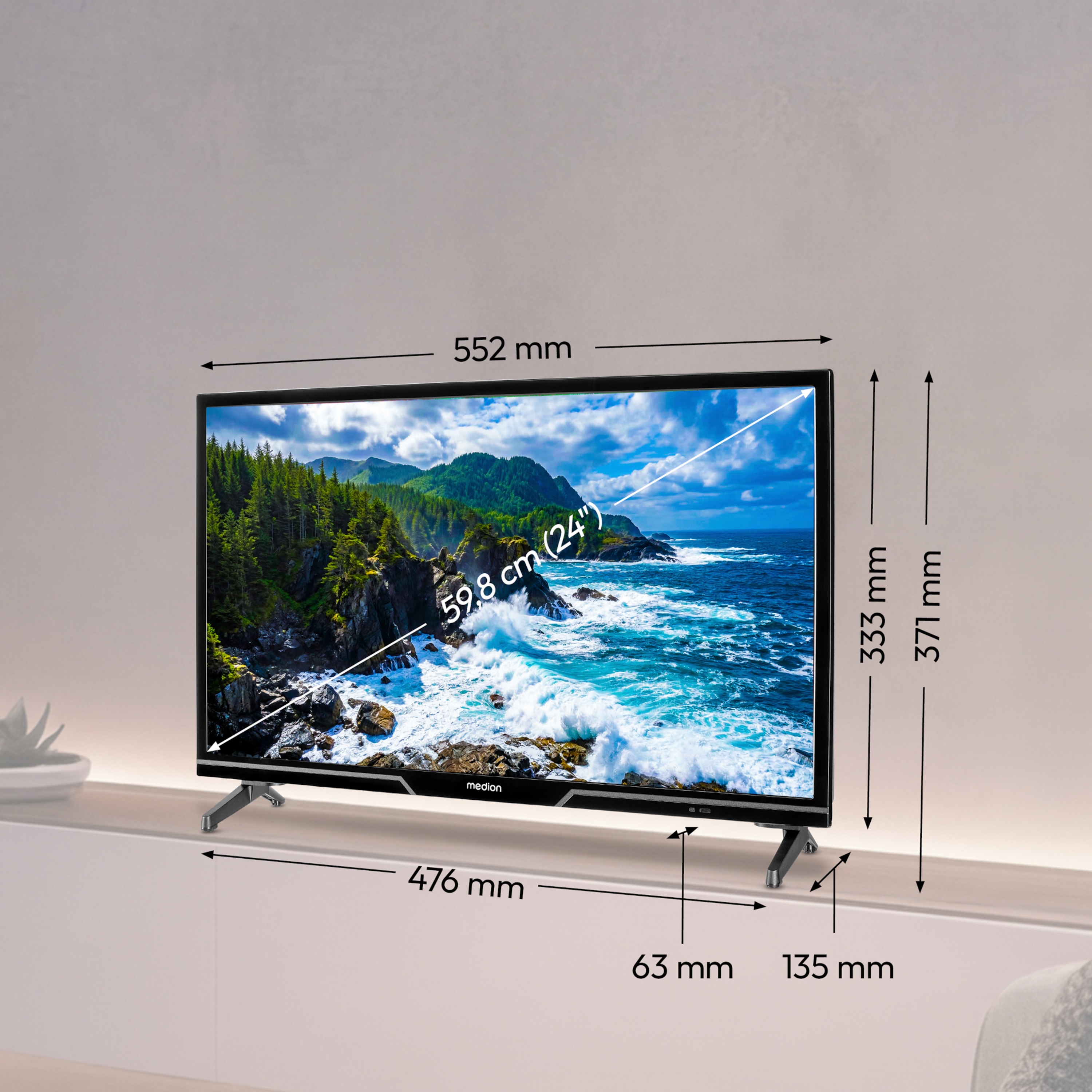 MEDION® LIFE MD 824101 Smart-TV, 59,8 cm (24'') HD Display, HDR, PVR ready, Bluetooth®, VIDAA App Store, HBO Max, MagentaTV, NETFLIX, Disney+, Paramount+ & Amazon Prime Video App