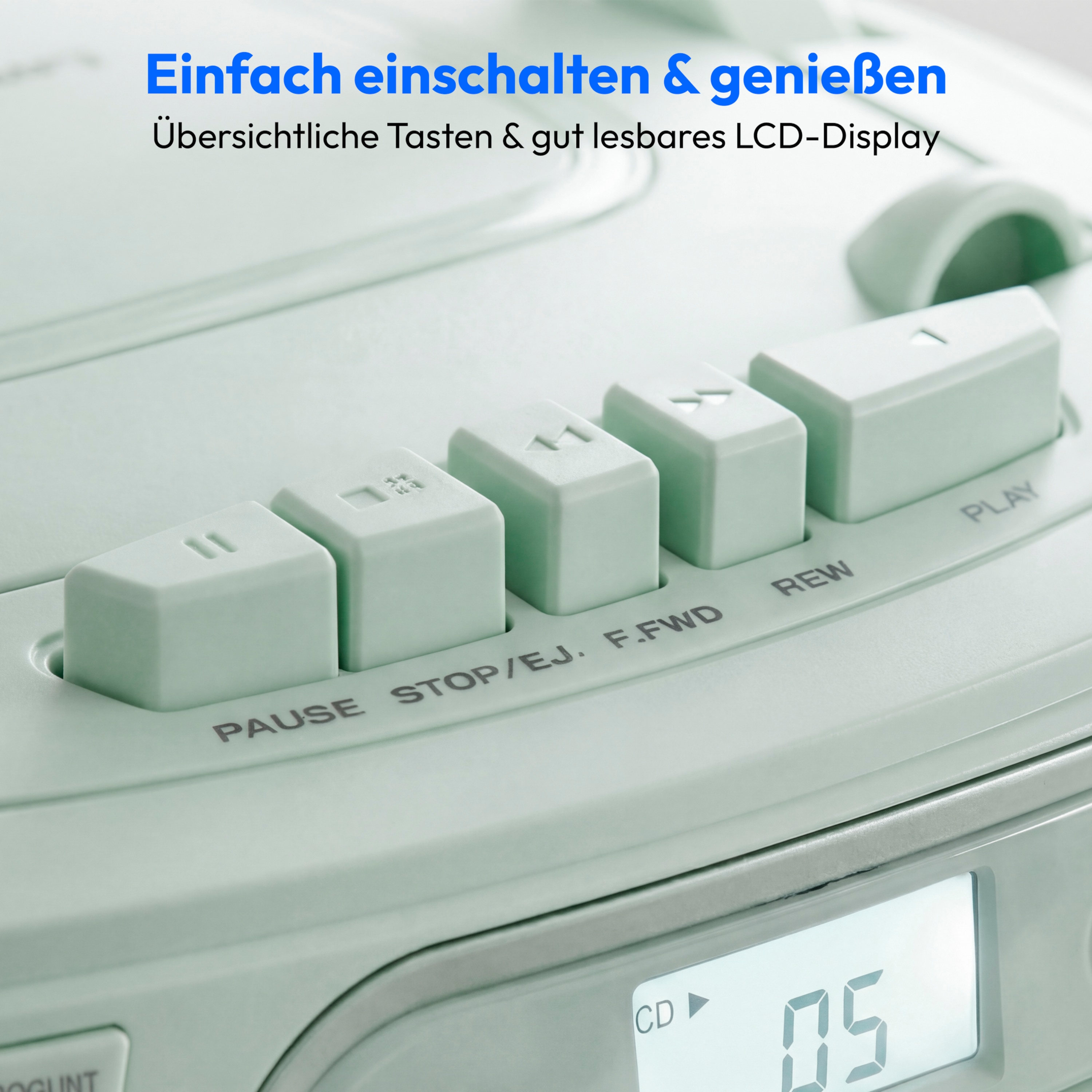 MEDION® LIFE E66476 Tragbare CD-Boombox, CD-Player, Kassettendeck, FM-Radio, USB-MP3-Wiedergabe, 30 Senderspeicher, Batteriebetrieb