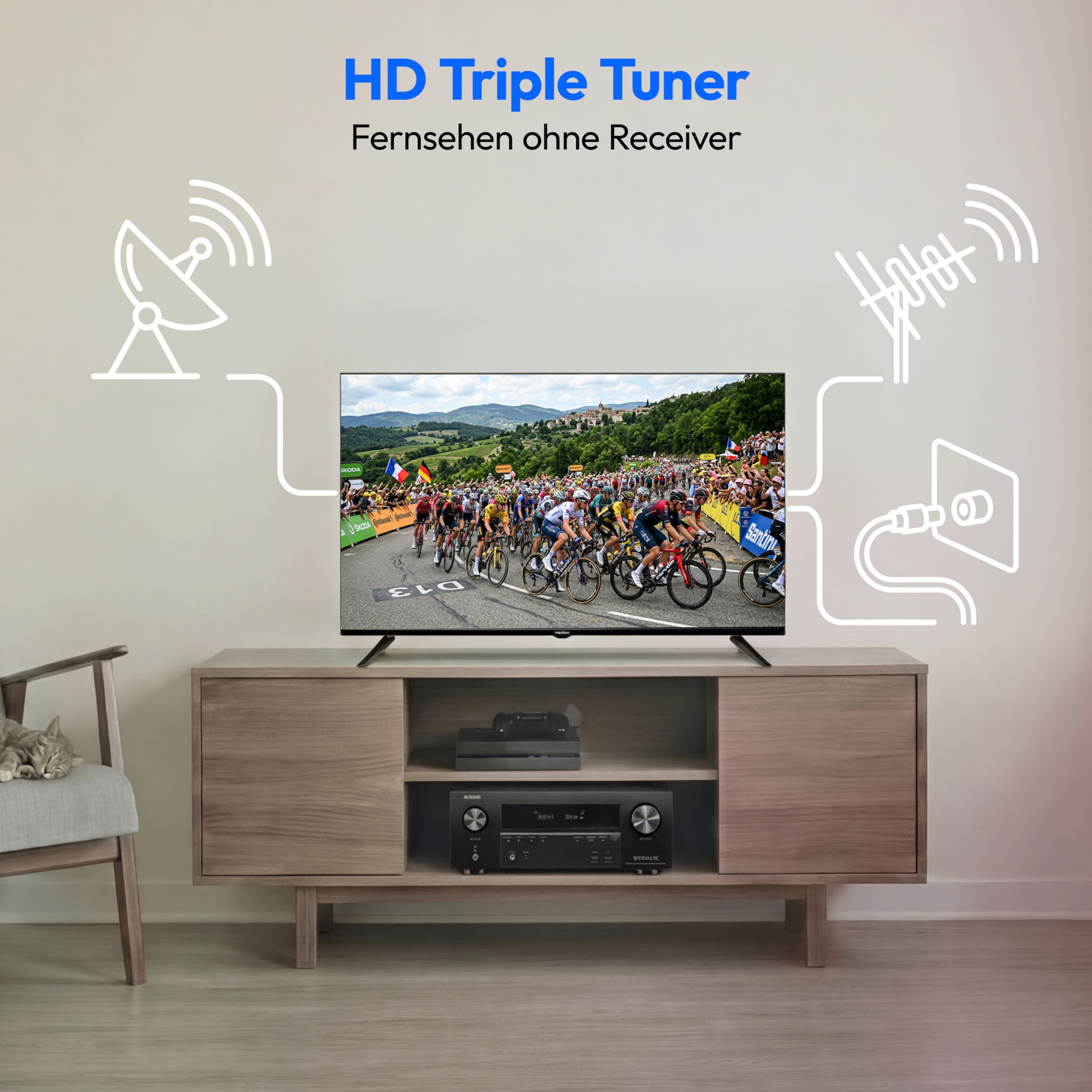 MEDION® LIFE MD 832003 HD TV (2026), 80 cm (32''), HD Triple Tuner, integrierter DVD-Player, integrierter Mediaplayer, CI+ Schnittstelle