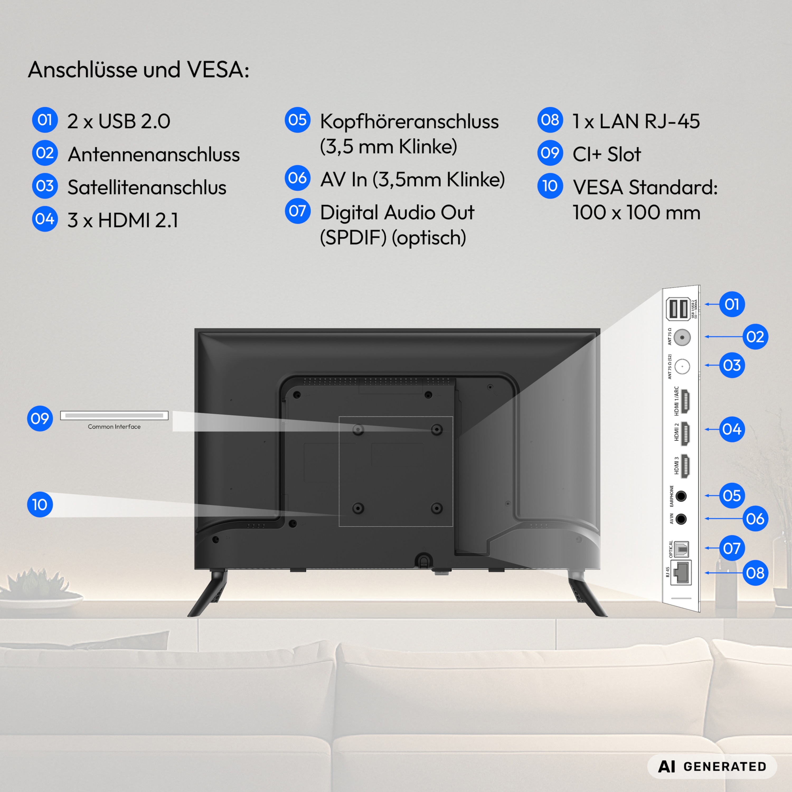 MEDION® LIFE MD 824103 Google TV™, 59,9 cm (24'') HD Display, PVR ready, HD Triple Tuner, Bluetooth®, App Store, Netflix, Disney+, Amazon Prime Video