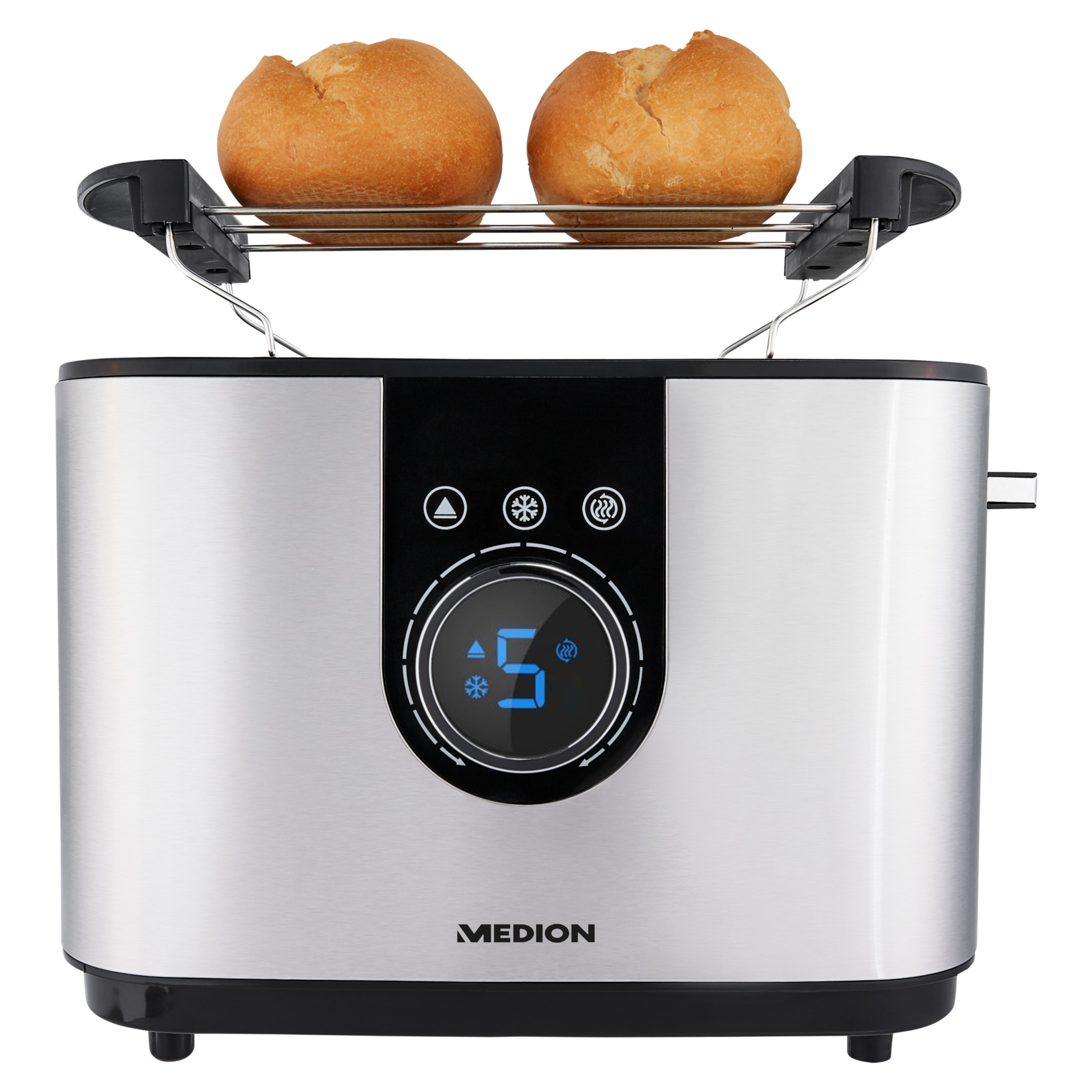 MEDION® Toaster MD 10216, 920 Watt Leistung, LED-Display, 7 Bräunungsstufen