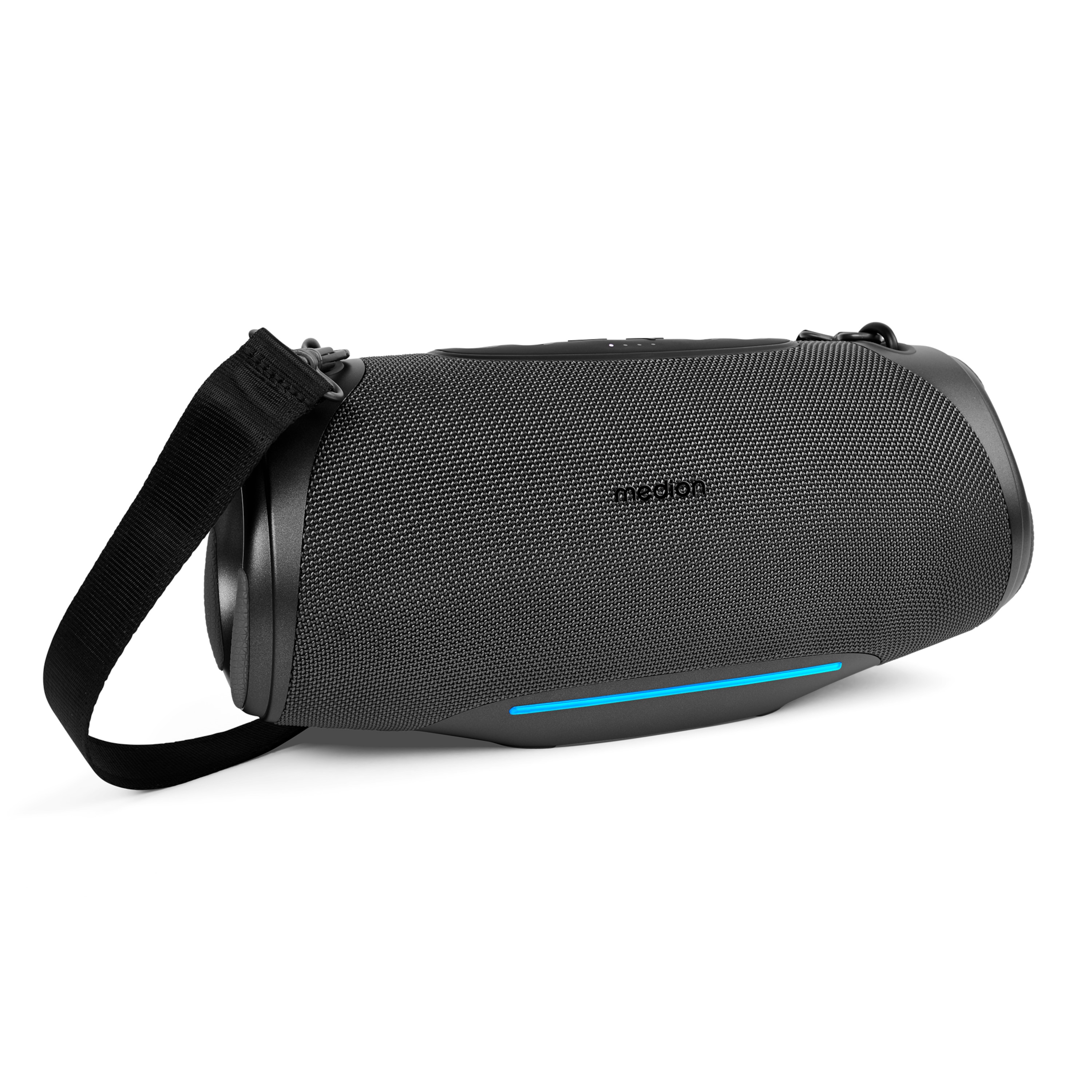 MEDION® LIFE® P61762 Tragbarer Bluetooth® Lautsprecher L, Dual Illuminated & Lightstrip (RGB-Lichteffekte), Bluetooth® 5.3, integrierter Akku mit bis zu 47 Stunden Laufzeit, robustes & mobiles Design, 2 x 25 W RMS