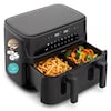 MEDION® LIFE® P25 XXL Flex M Heißluftfritteuse MD100057 schwarz, 100 Rezepte in der Life+ App, 2 separate Garzonen, 10 Automatikprogramme, 10,8 L Gesamt-Nutzinhalt, 3.040 Watt, Temperatur einstellbar bis 200 °C
