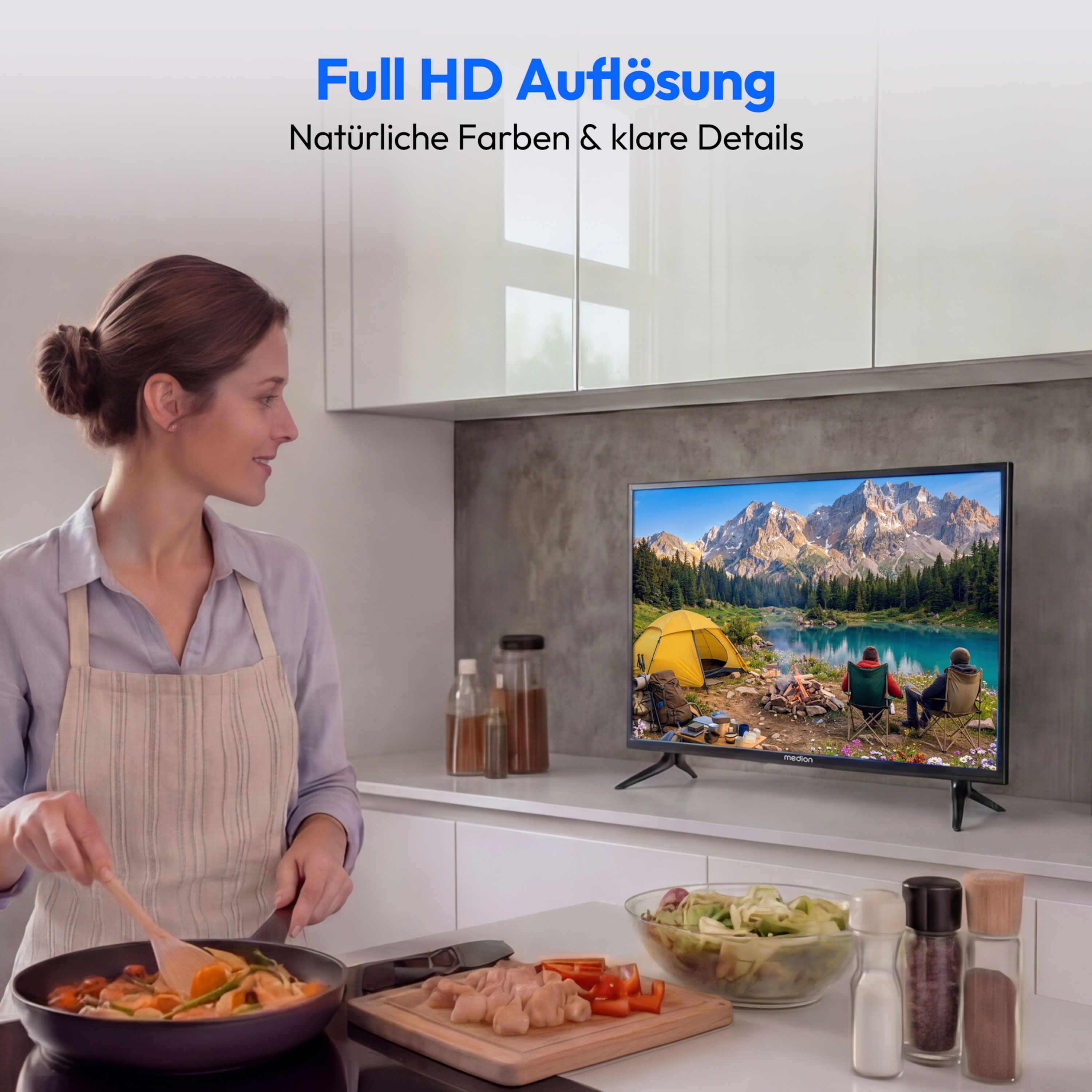 MEDION® LIFE MD 824001 TV, 59,9 cm (24'') LCD-TV, Full HD, HD Triple Tuner, integrierter DVD-Player, Car-Adapter, integrierter Mediaplayer, CI+