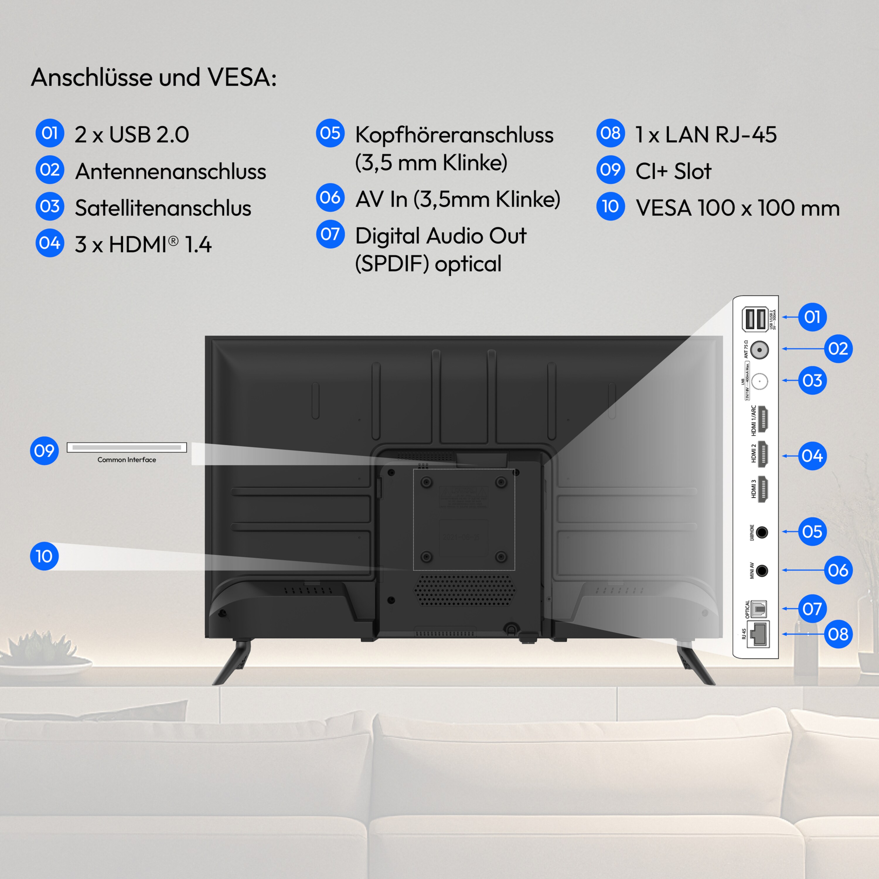 MEDION® LIFE MD 832102 Smart-TV - Modell 2026, 80 cm (32'') Full HD Display, PVR ready, HD Triple Tuner, VIDAA App Store, NETFLIX, Disney+, DAZN, Amazon Prime Video, Paramount+, Apple TV, Magenta TV, HBOmax, RTL+, Joyn App