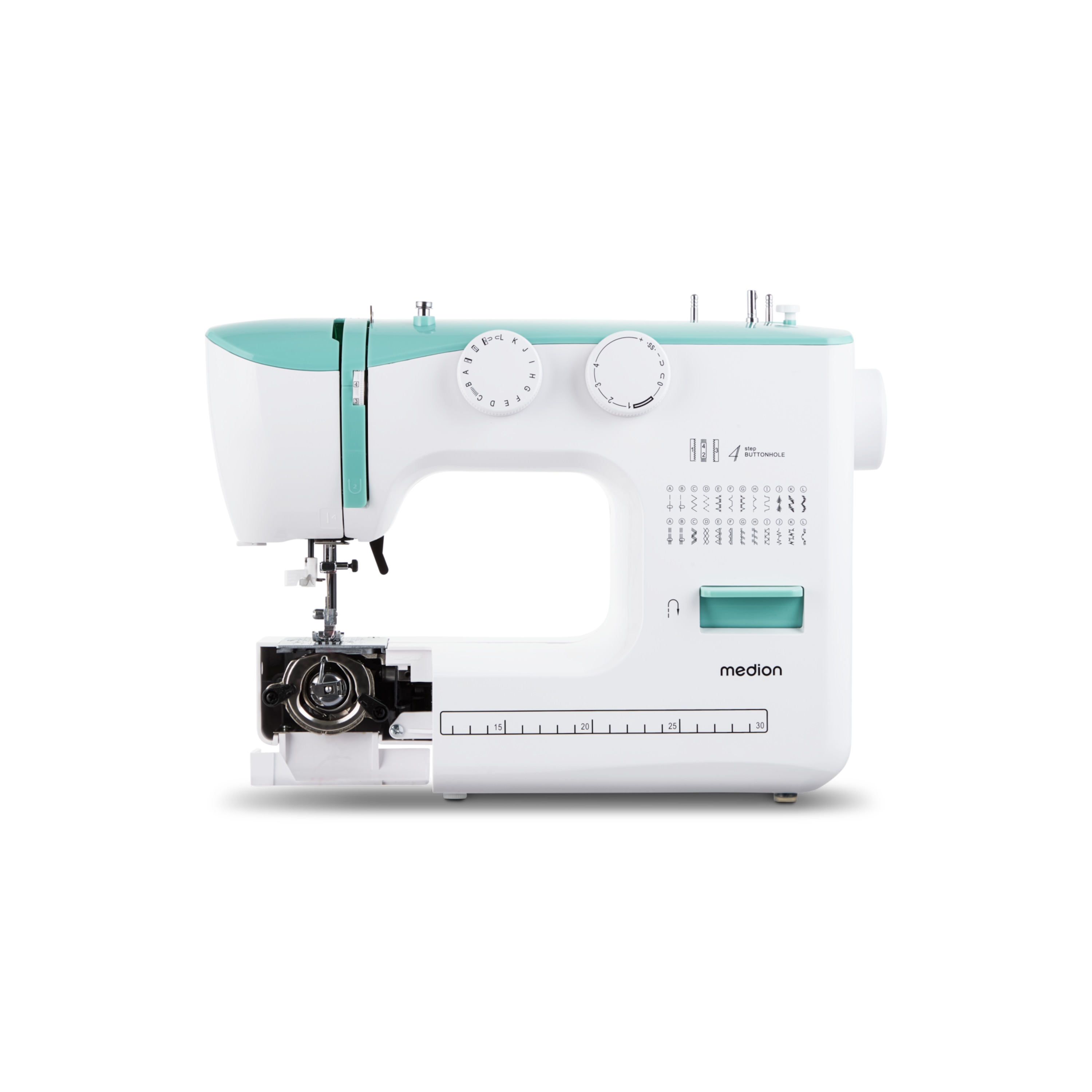 MEDION® LIFE® Freiarm-Nähmaschine SM60 (MD10689), einstellbare Stichlänge und Stichbreite, automatischer Einfädler, 60 verschiedene Stichmuster, integriertes Zubehörfach, 60 Watt Motorleistung