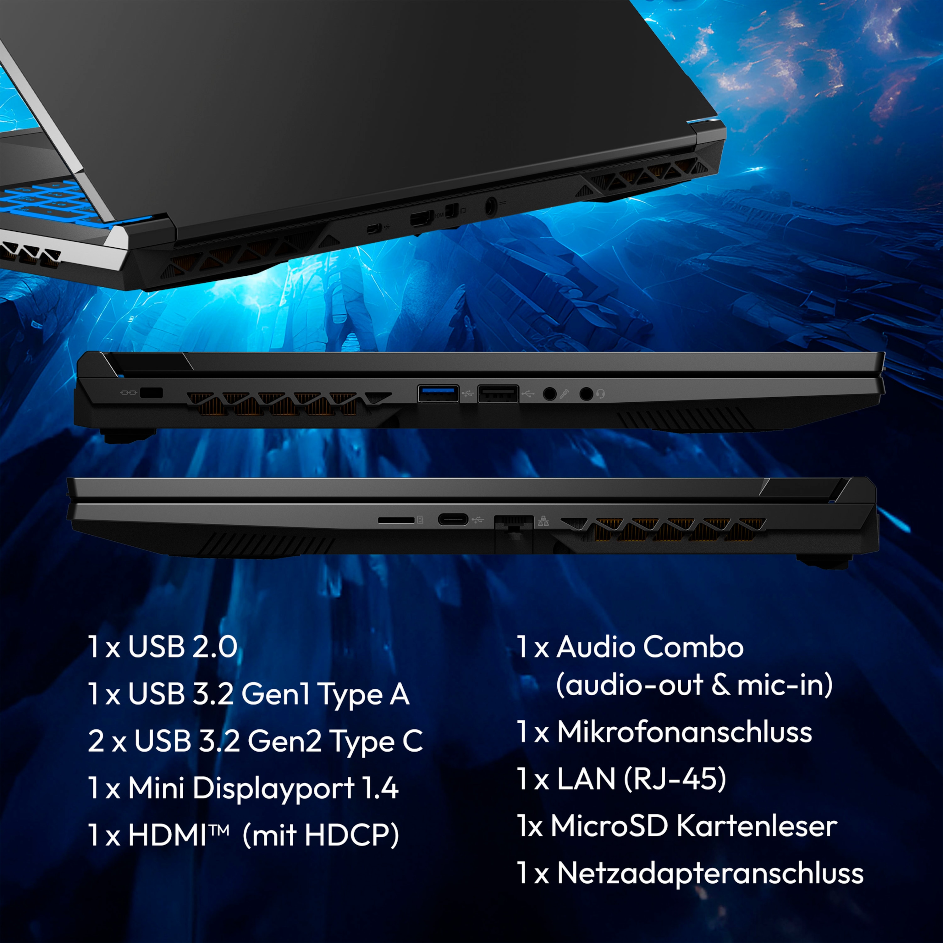 MEDION® ERAZER Scout E30i Casual Gaming Laptop, Intel® Core™ i7-13620H, Windows 11 Home, 43,9 cm (17,3'') FHD Display mit 144 Hz, RTX™ 4050, 512 GB SSD, 16 GB RAM