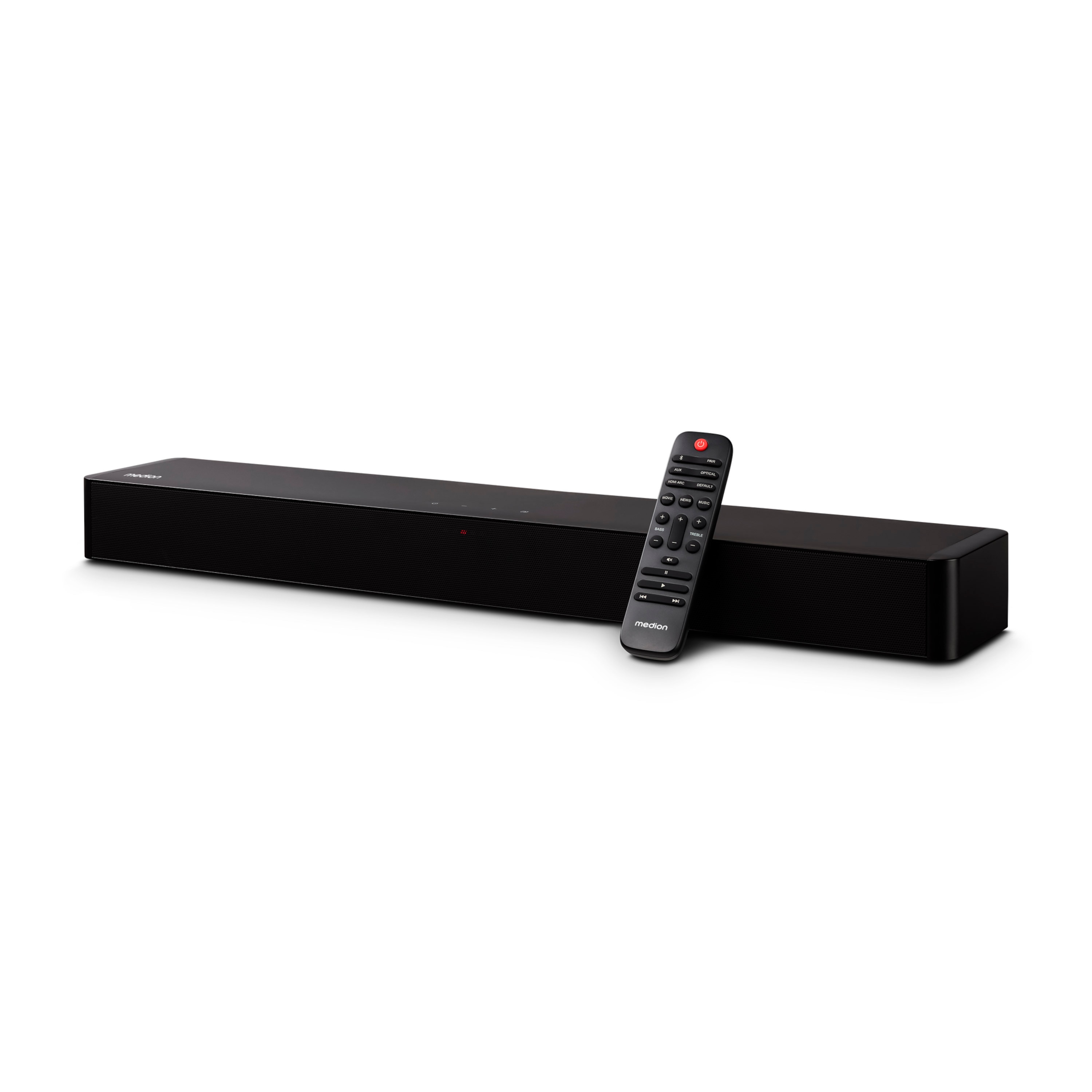 MEDION® LIFE® P61155 2.0 Soundbar, ideale Ergänzung zum TV bzw. Heimkino, kabellose Musikübertragung von Smartphone & Co via Bluetooth® 5.1, kompakte Soundbar mit Touch- & Fernbedienung