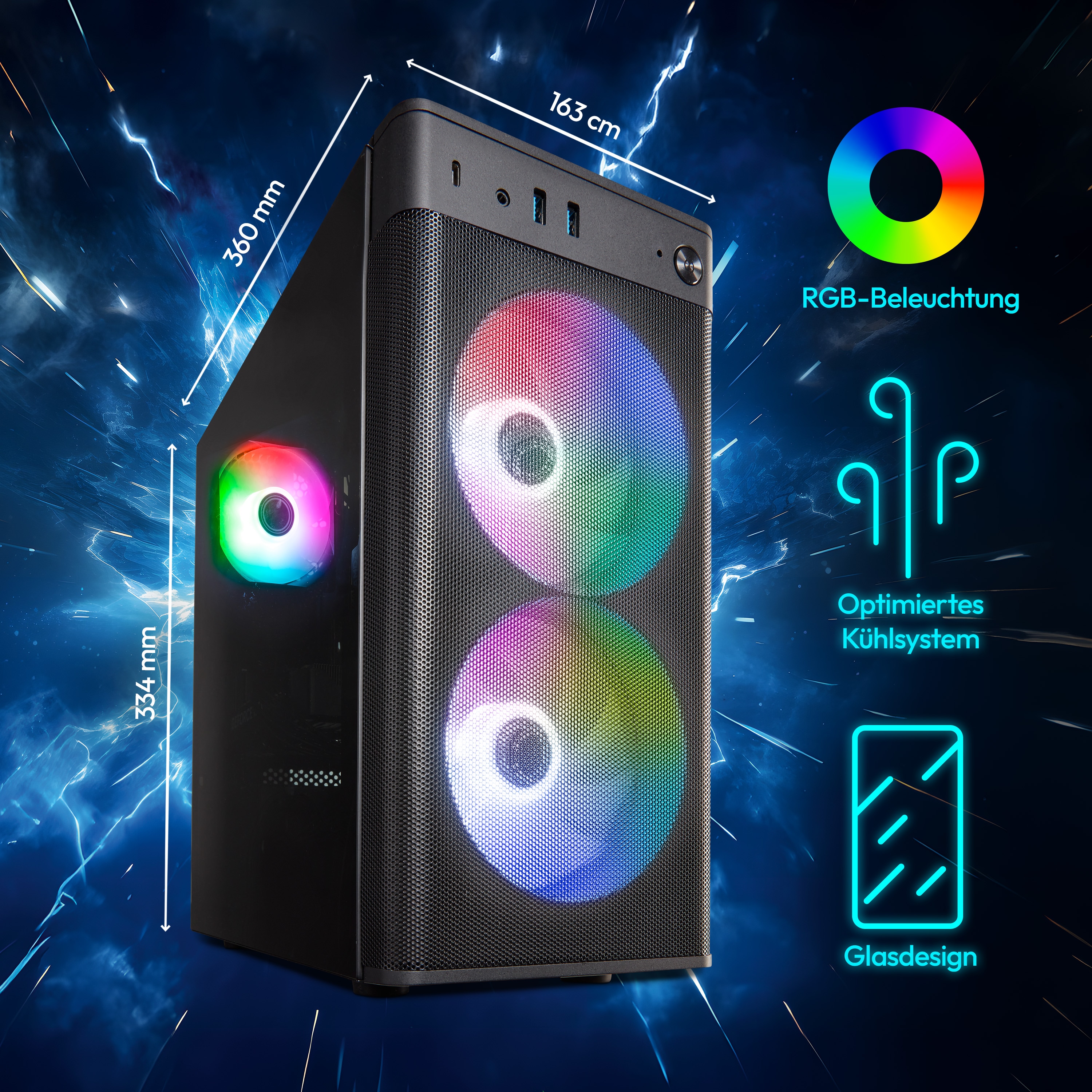 MEDION® ERAZER Recon E45 Core Gaming PC, AMD Ryzen™ 5 5500, Windows 11 Home, NVIDIA® GeForce RTX™ 3050, 1 TB SSD, 16 GB RAM