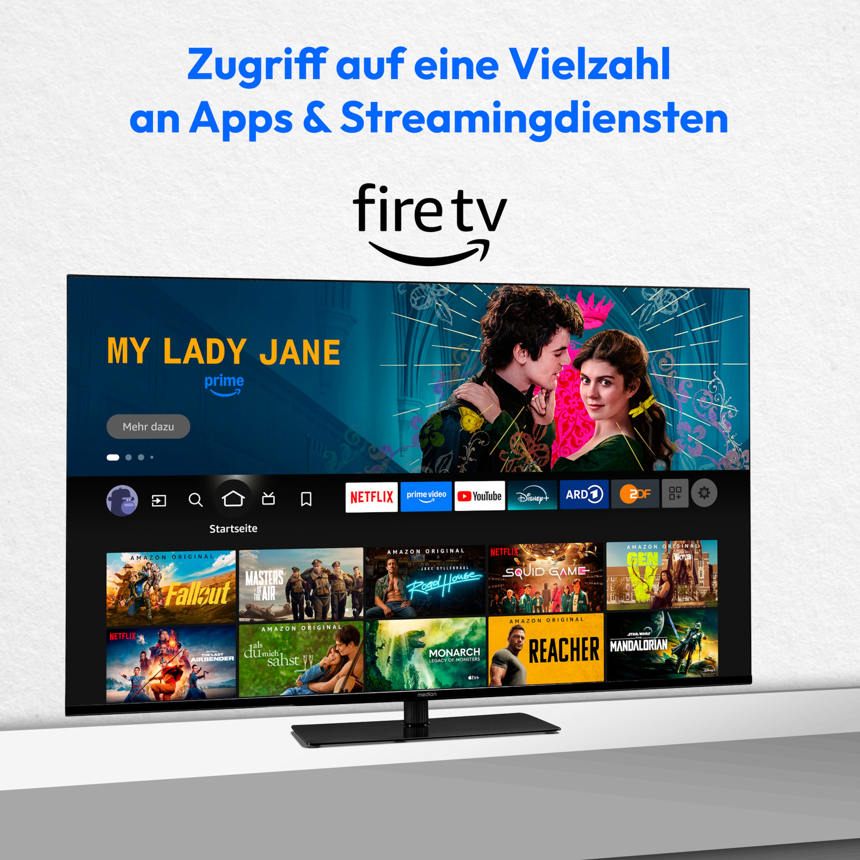 MEDION® LIFE® MD 843500 Fire TV, 108 cm (43'') Ultra HD Display, HDR, Dolby Vision®, MEMC, Netflix, Amazon Prime Video, Bluetooth®, DTS X, DTS Virtual X, Dolby Atmos®, HD Triple Tuner, CI+ Schnittstelle