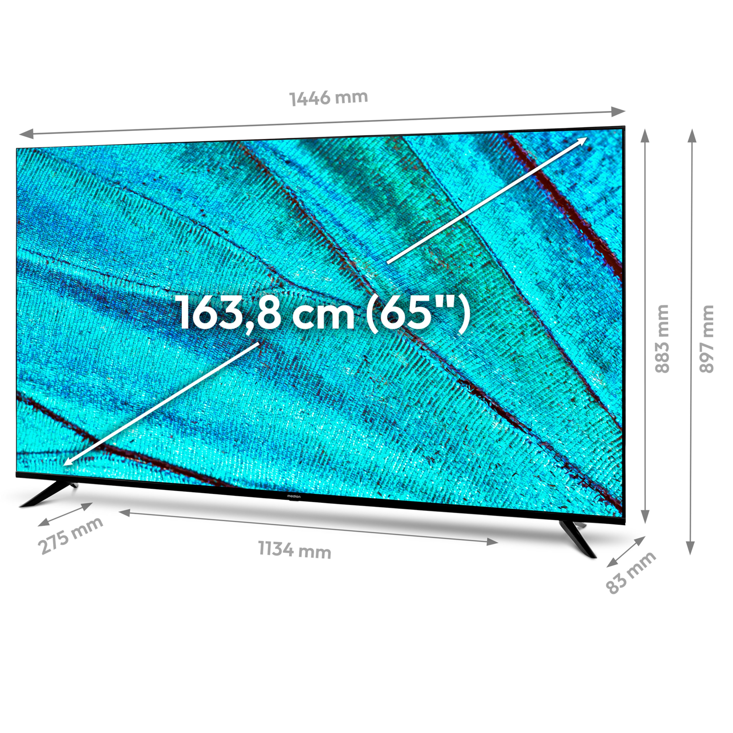 MEDION® Entertainment-Bundle - LIFE® X16514 (MD 31643) Ultra HD LCD Smart-TV, 163,8 cm (65'') Ultra HD Display, + Soundbar Atmos (MD44022)