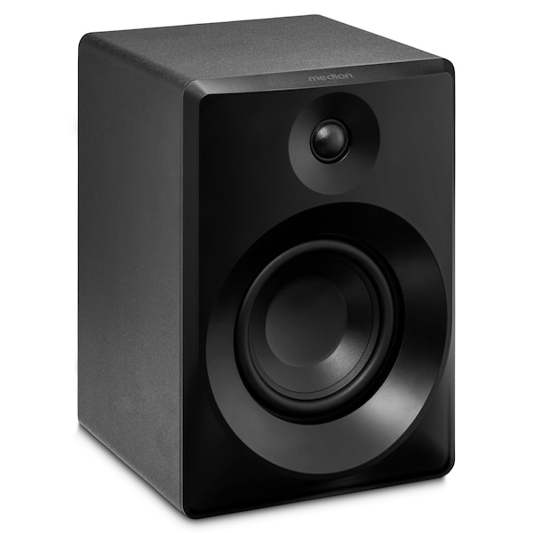 MEDION® LIFE P61925 Regallautsprecher, aktiver & passiver Lautsprecher, 2-Wege-System, Bluetooth® 5.0, Stereo-Sound mit integriertem Hochtöner und Subwoofer, 2 x 50 W RMS