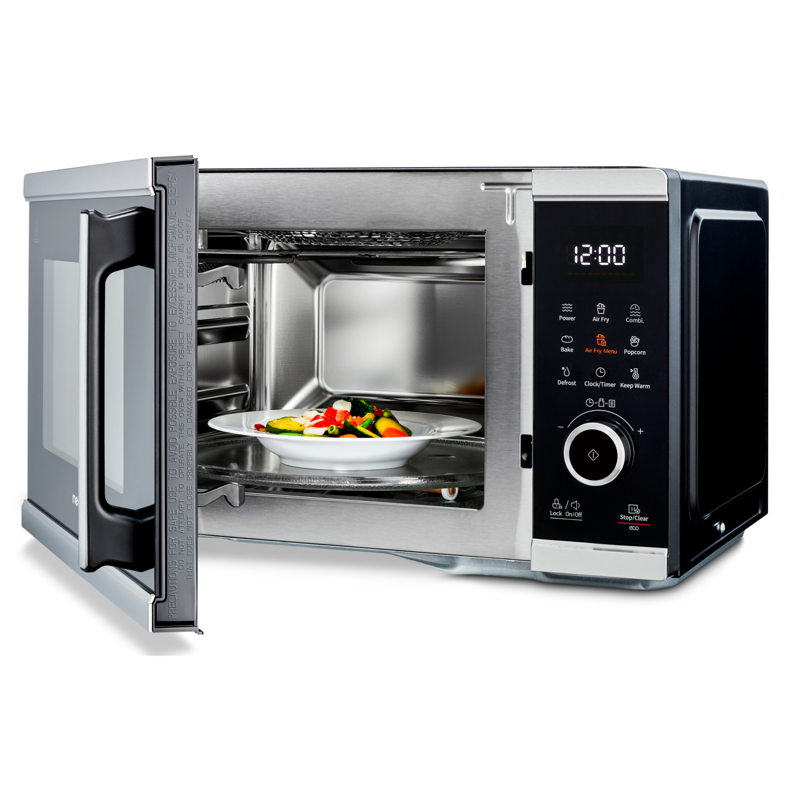 MEDION® LIFE® Mikrowelle mit Heißluft- fritteusen- funktion  MD 11499, 3in1 Mikrowelle, 25 L Garinnenraum, 900 W Mikrowellenleistung, 9 Automatikprogramme