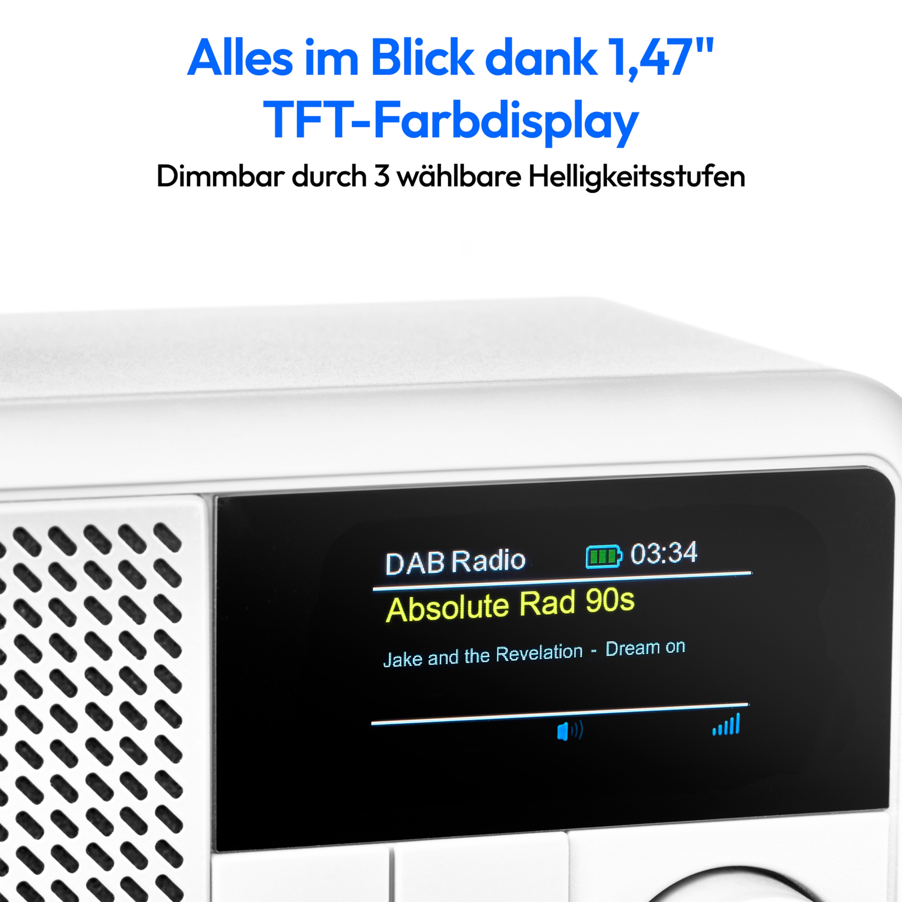 MEDION® LIFE® S66822 Tragbares DAB+ Radio, Farb-TFT Display 3,73 cm (1,47''), DAB+/UKW-Radio (je 40 Senderspeicher), Bluetooth® 5.3, integrierter Akku, extra kompakt, 2 W RMS