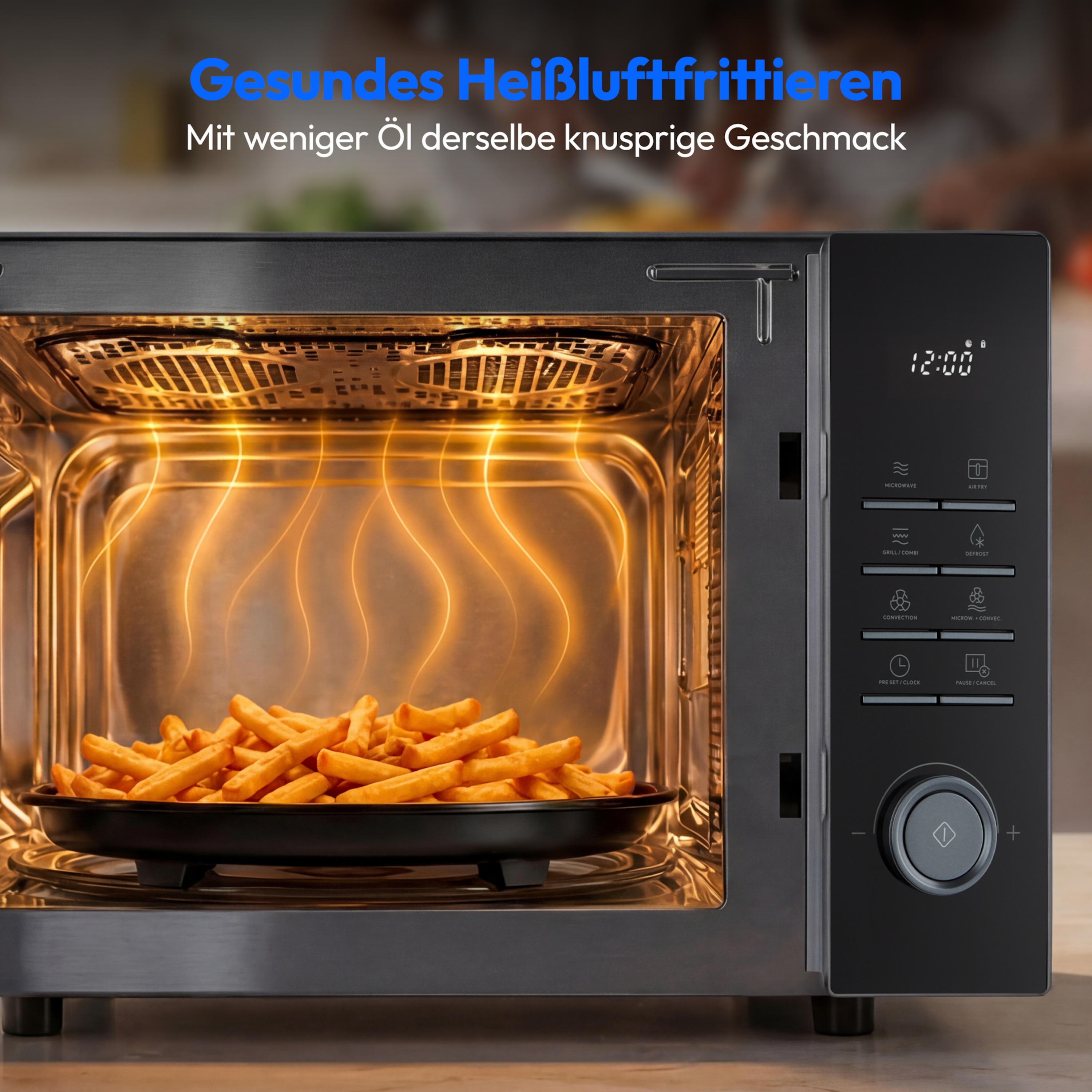 MEDION® LIFE® 3-in-1 Mikrowelle mit Grill- und Heißluftfunktion  MD 12231 Dunkelgrau, 900 W Leistung, 25 L kompakt, 10 Leistungsstufen, Auftaufunktion, Timerfunktion