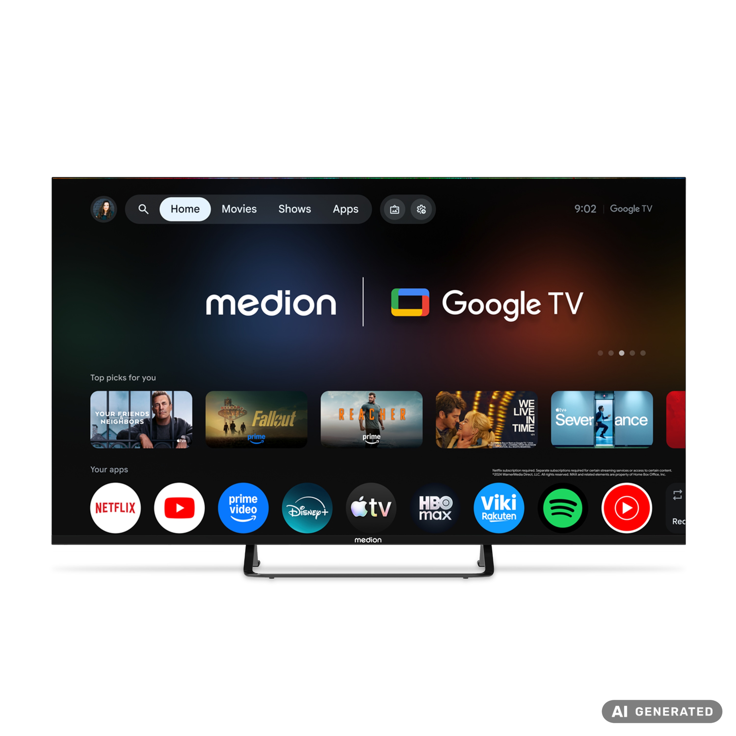 MEDION® LIFE MD 865401 Google TV™ (2026), 163,9 cm (65'') Ultra HD Display, HDR (High Dynamic Range), Dolby Vision®, MEMC, Bluetooth®, PVR ready, Netflix, Prime Video, Disney+, App Store