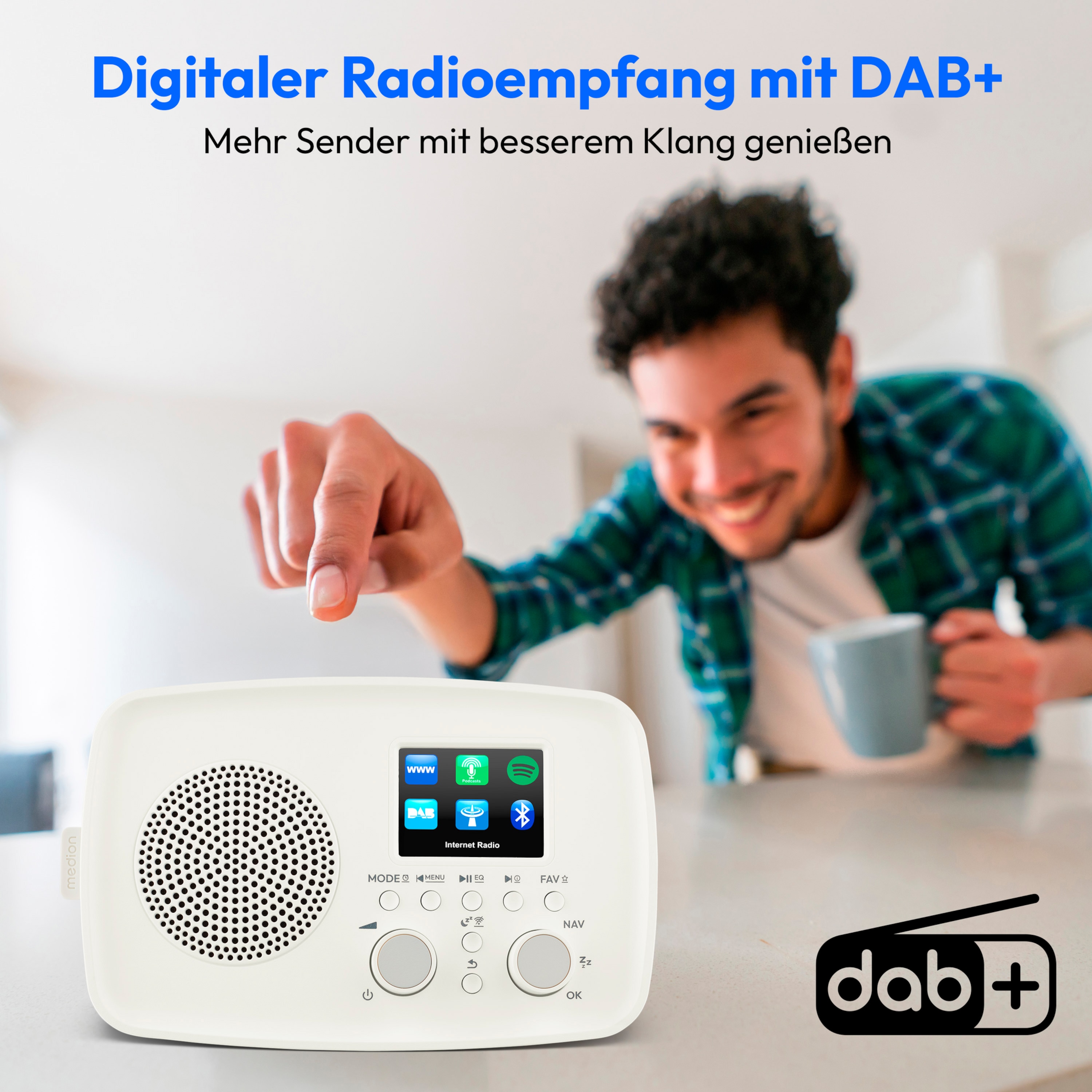 MEDION® MEDION LIFE Internetradio IRE-1 (MD89318), Empfang von über 40.000 Sendern & 20.000 Podcasts, 5 Watt (RMS), Bluetooth® 5.2 wireless technology, 2,4" (6,1 cm) TFT-Farbdisplay