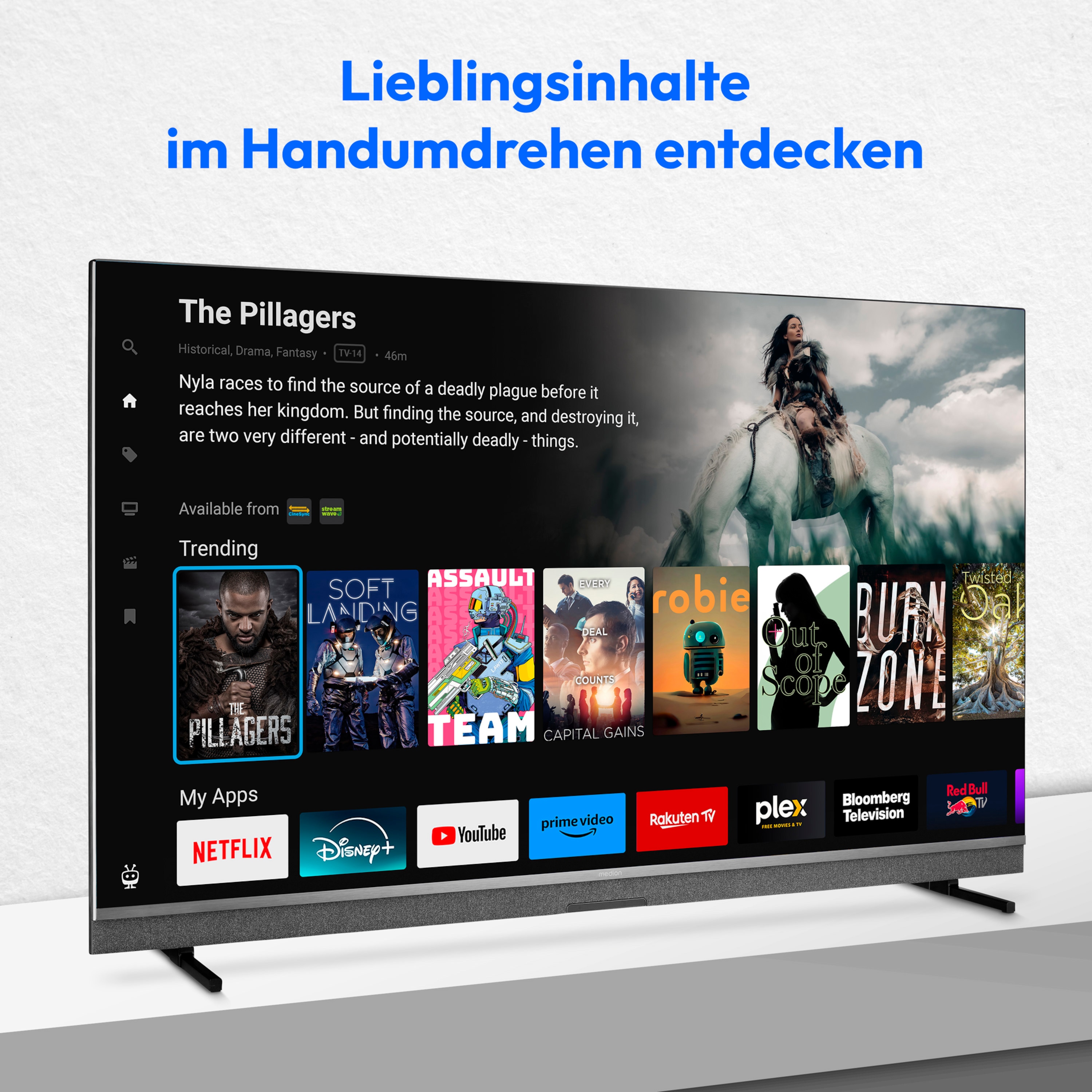 MEDION® LIFE X8652507 (MD 865900) MiniLED TiVo Smart-TV, 163,9 cm (65'') Ultra HD Display, HDR, Dolby Vision®, MEMC, Micro Dimming, PVR ready, TiVo Medienportal, NETFLIX, Amazon Prime Video, Disney+ App, Bluetooth®