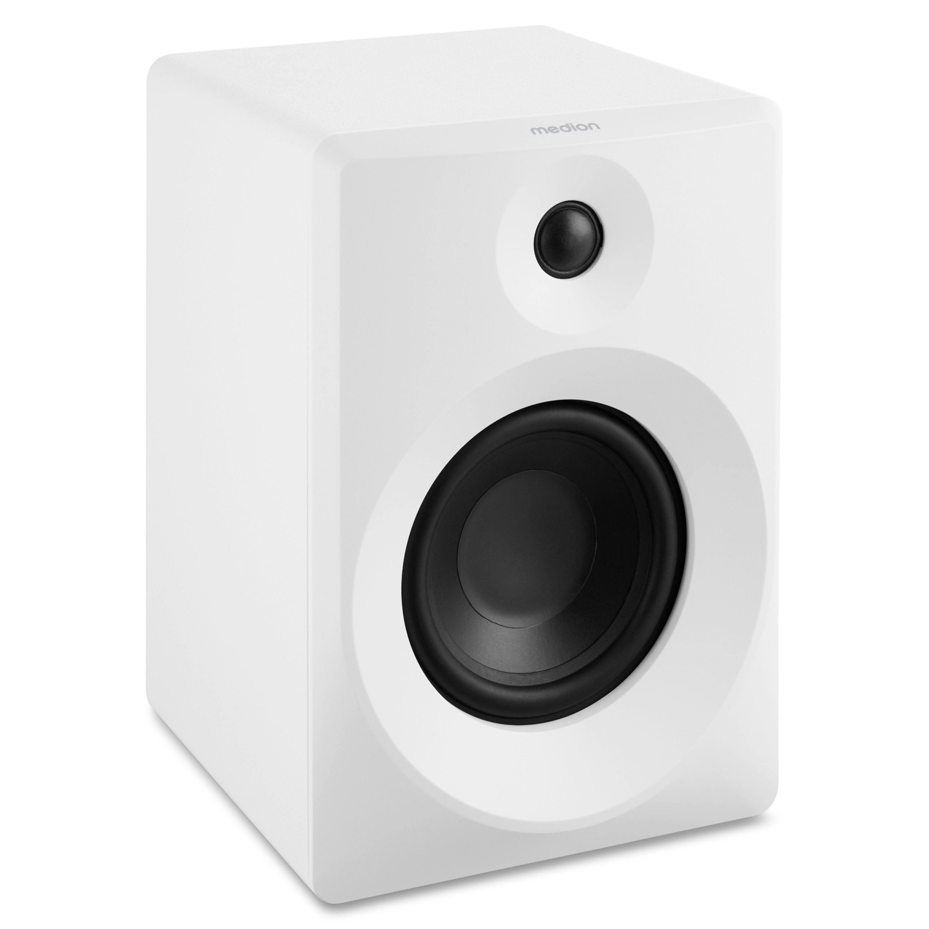 MEDION® LIFE® P61925 Regallautsprecher, aktiver & passiver Lautsprecher, 2-Wege-System, Bluetooth® 5.0, Stereo-Sound mit integriertem Hochtöner und Subwoofer, 2 x 50 W RMS
