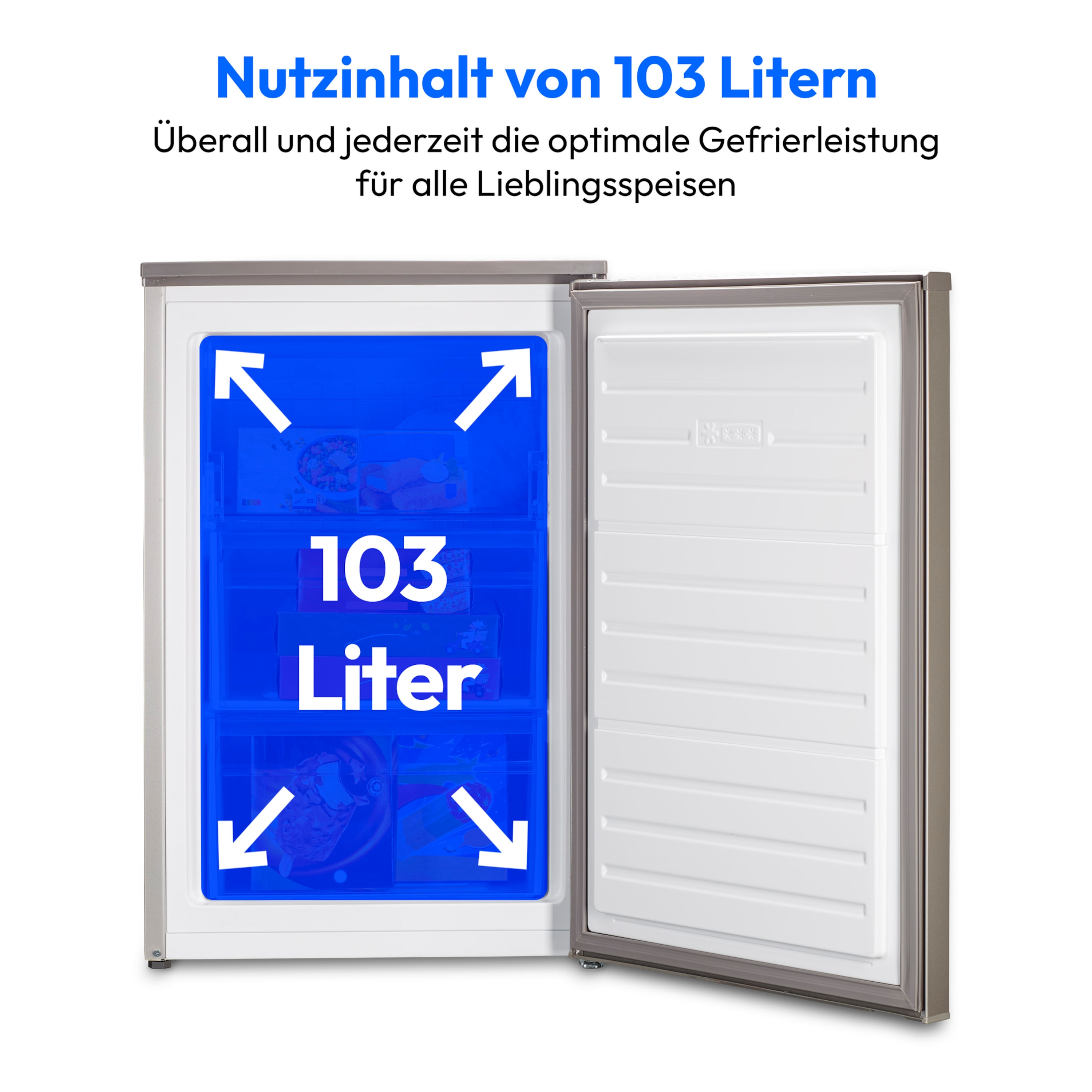 MEDION® LIFE® Gefrierschrank MD 37777, 103 L Fassungsvermögen, Less Frost Technologie, Höhenverstellbare Füße, Energieeffiziensklasse D