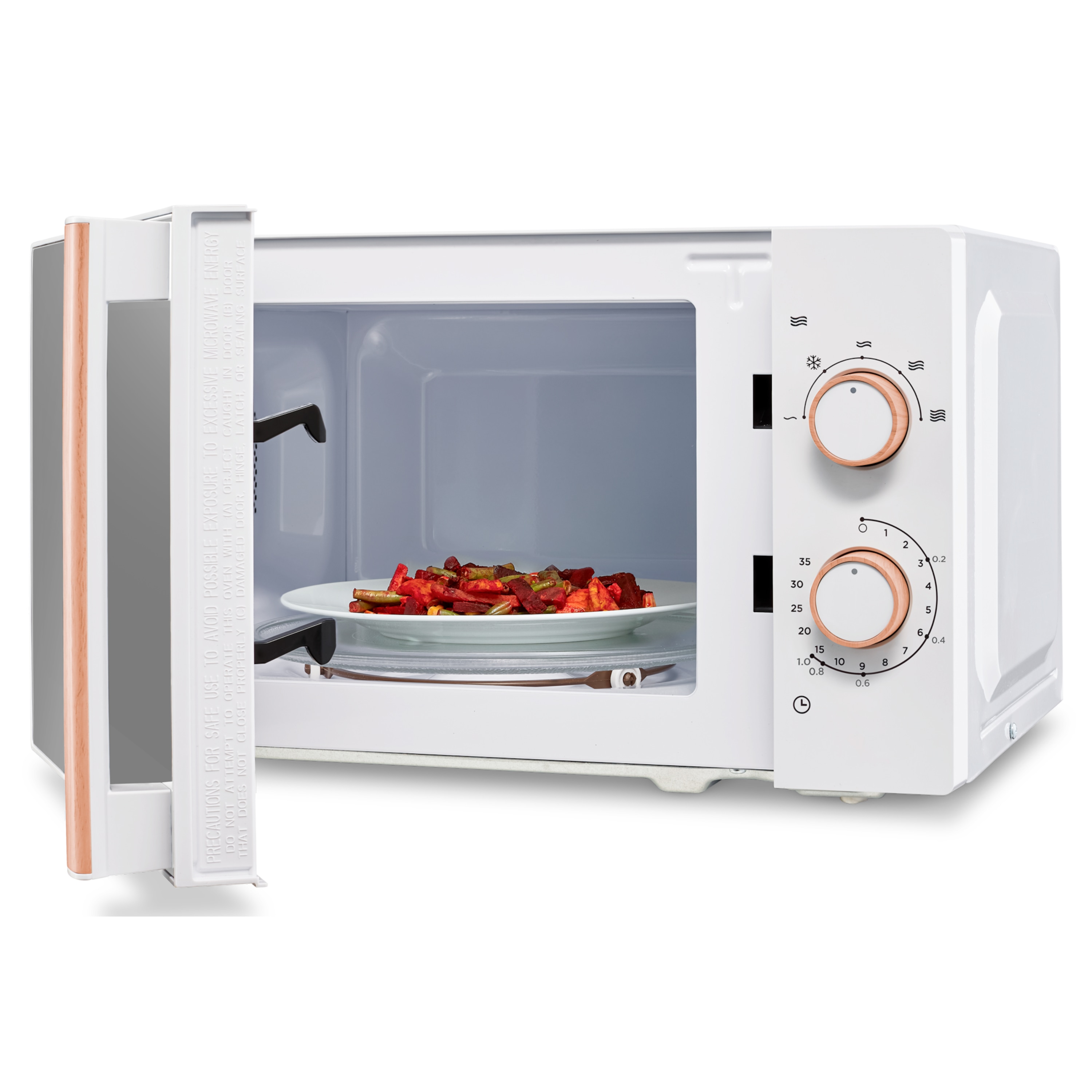 MEDION® LIFE® Mikrowelle MD 10596, Holzoptik, Garinnenraum 20 Liter, 700 W, Verspiegelte Tür, 5 Mikrowellen-Leistungsstufen