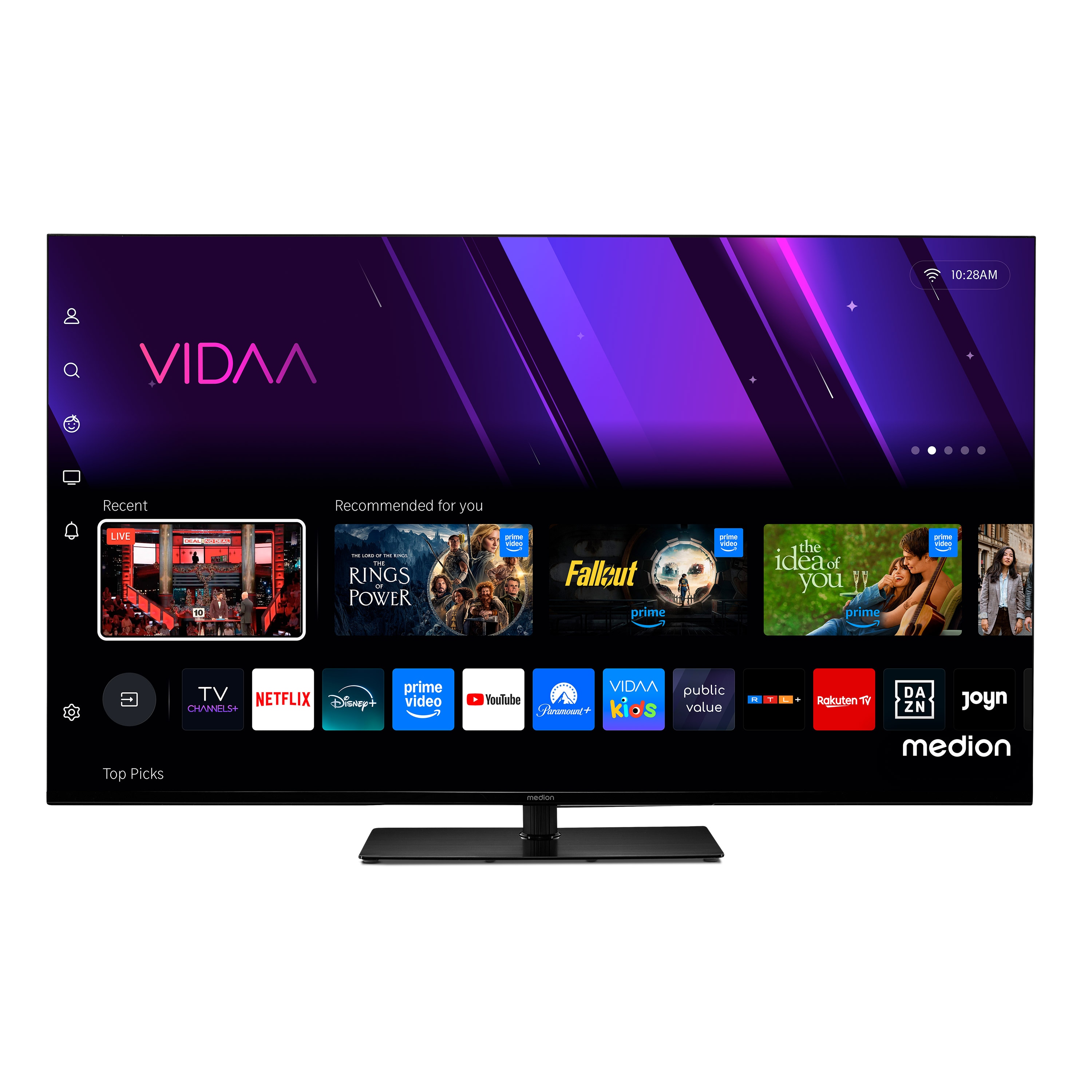 MEDION® LIFE® X8432501 (MD 843300) LCD Smart-TV, 108 cm (43'') Ultra HD Display, HDR, Dolby Vision®, MEMC, PVR ready, VIDAA App Store, NETFLIX, Disney+, Paramount+ & Amazon Prime Video App, Bluetooth®, DTS X, Dolby Atmos®, HD Triple Tuner