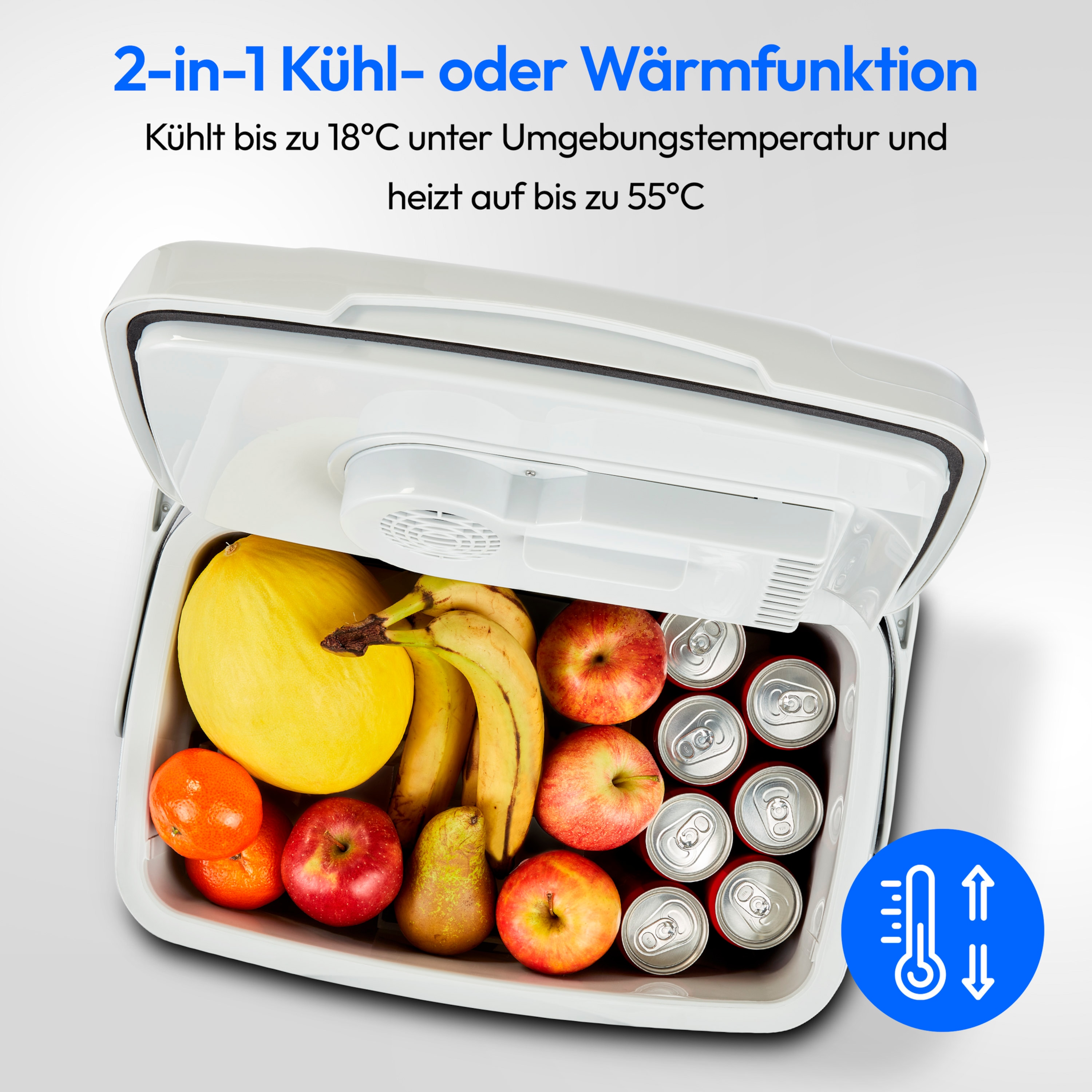 MEDION® LIFE® Thermoelektrische Kühlbox MD 10735, Kühl- und Warmhaltefunktion, 25 L Kapazität, 12V-, 230V- und USB-Anschlüsse zur Stromversorgung