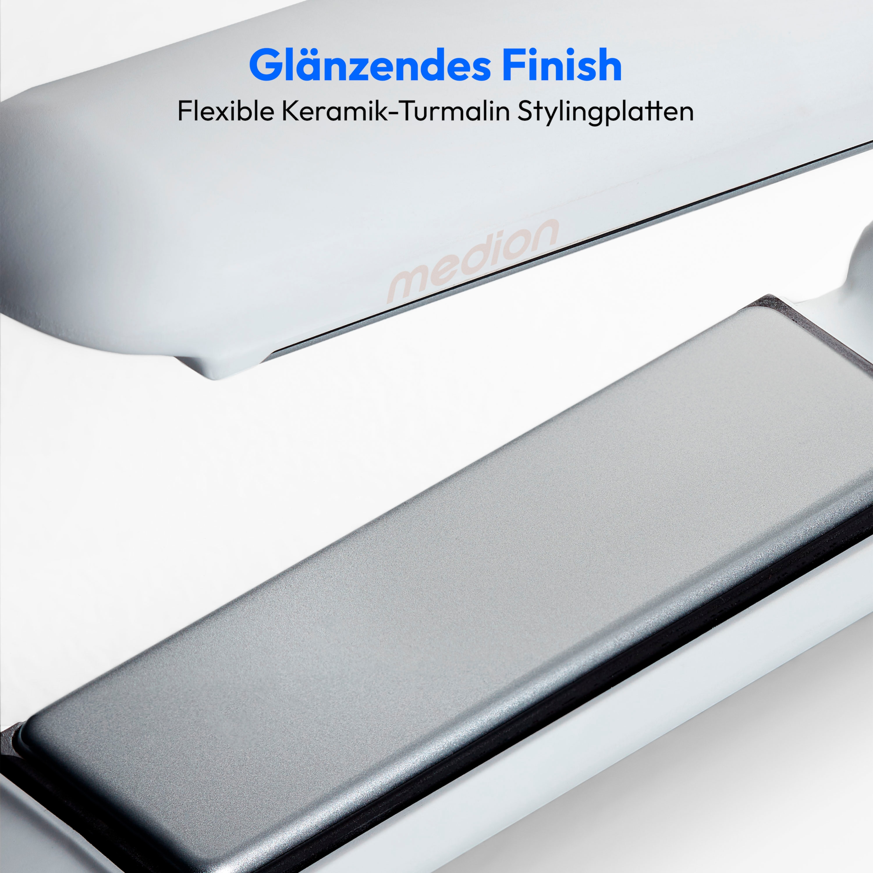 MEDION® LIFE HS2 kabelloses Glätteisen, flexible Keramik-/Turmalin Heizplatten mit Temperatursensor, Display mit Temperatur- und Akkuanzeige, 5 regelbare Hitzestufen (165° - 210°)