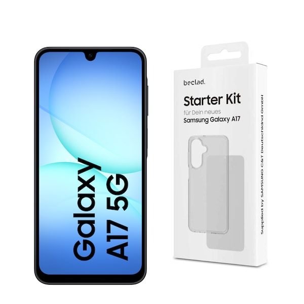 SAMSUNG Galaxy A17 5G, 128 GB, Black (SM-A176B/DS) + Beclad Starter Kit für Samsung Galaxy A17
