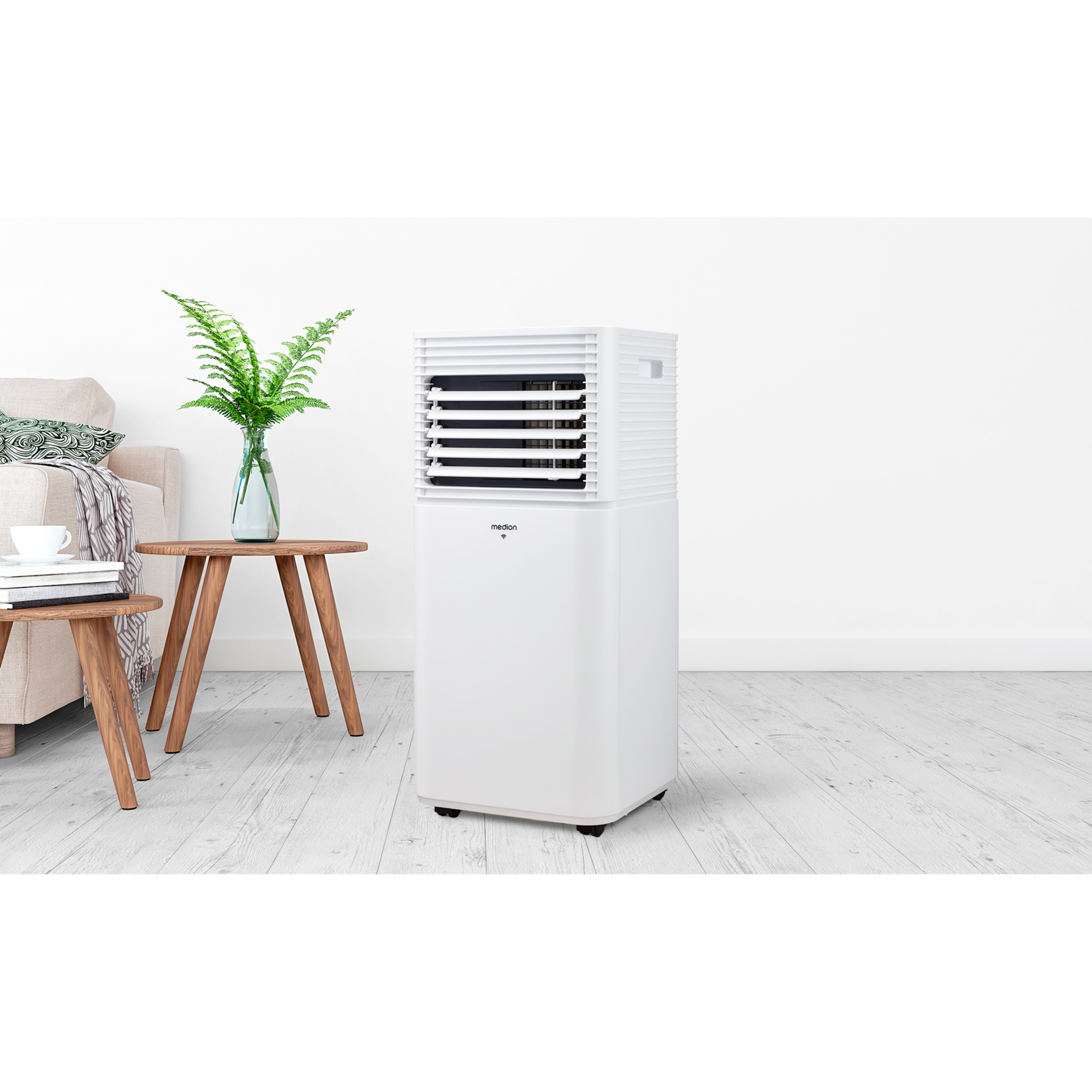 MEDION® LIFE® P701 Klimaanlage (MD 37672), Kühlen, Entfeuchten und Ventilieren, Kühlleistung 7.000 BTU, Kühlmittel R290, max. 25m², App- und Sprachsteuerung, Inkl. Fenster-Kit