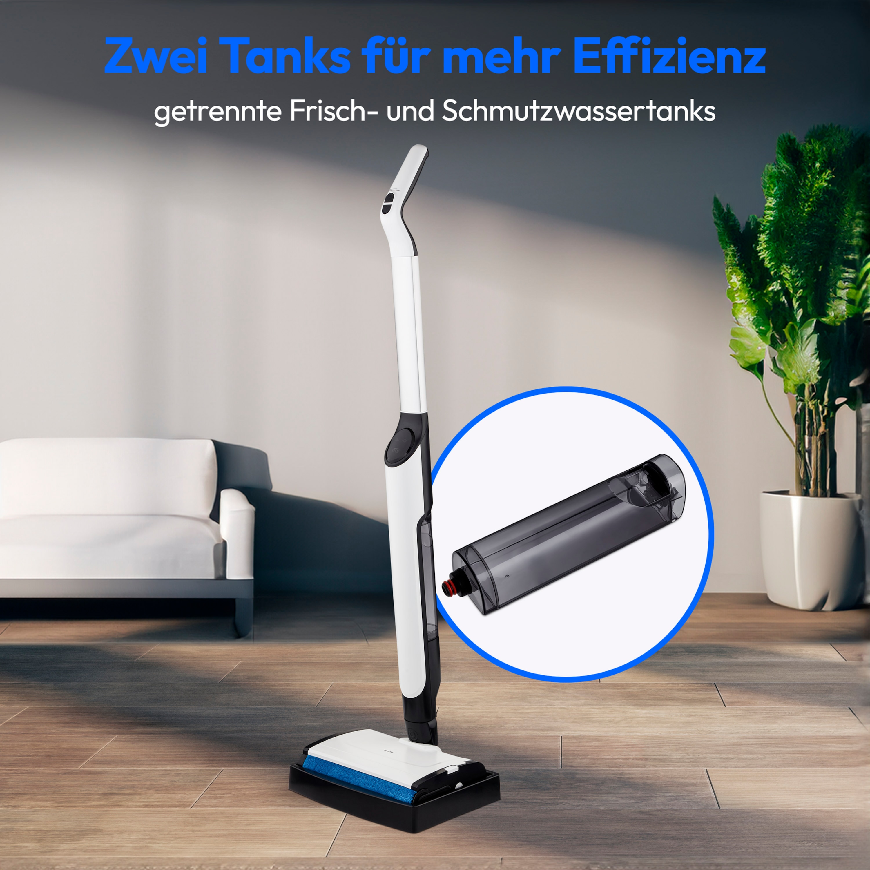 MEDION® LIFE H09 Hartbodenreiniger, getrennter Frischwasser und Schmutzwassertank, LED-Display, geeignet für alle Hartböden