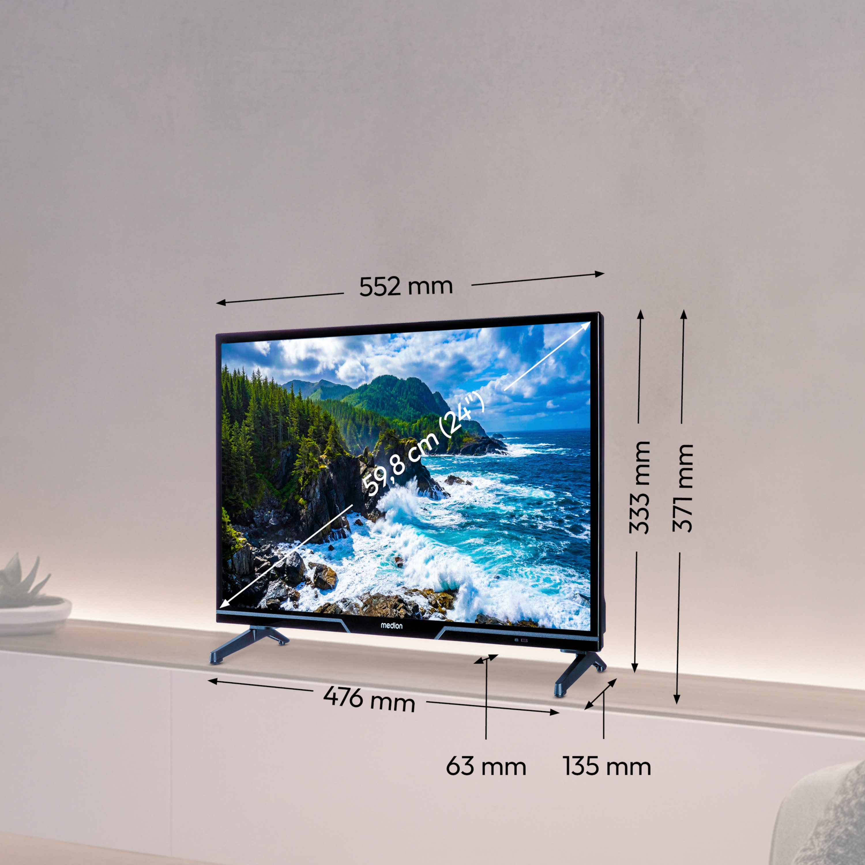 MEDION® LIFE MD824100 Android TV, 59,8 cm (24''), HD Display, HDR, PVR ready, Bluetooth®, Netflix, Amazon Prime Video, Micro Dimming