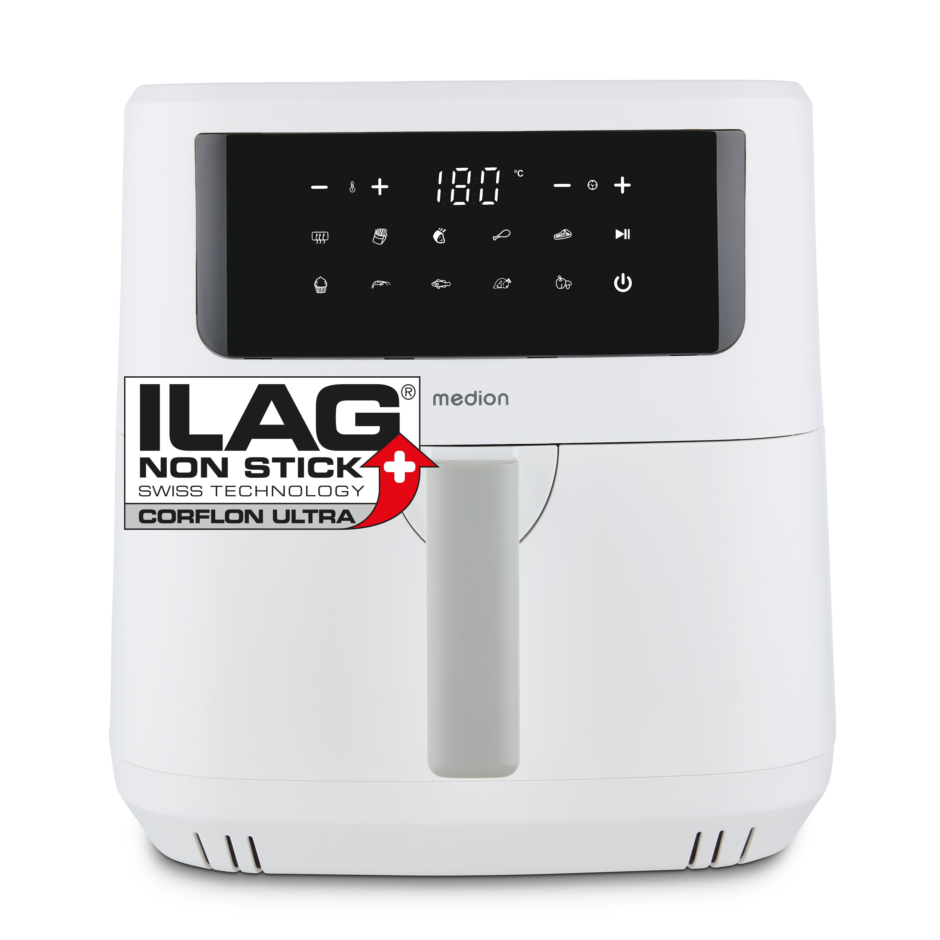 MEDION P10 XL Heißluftfritteuse mit 2 Heizelementen extra knusprig, ölfrei Frittieren, doppelt schnell, doppelt lecker