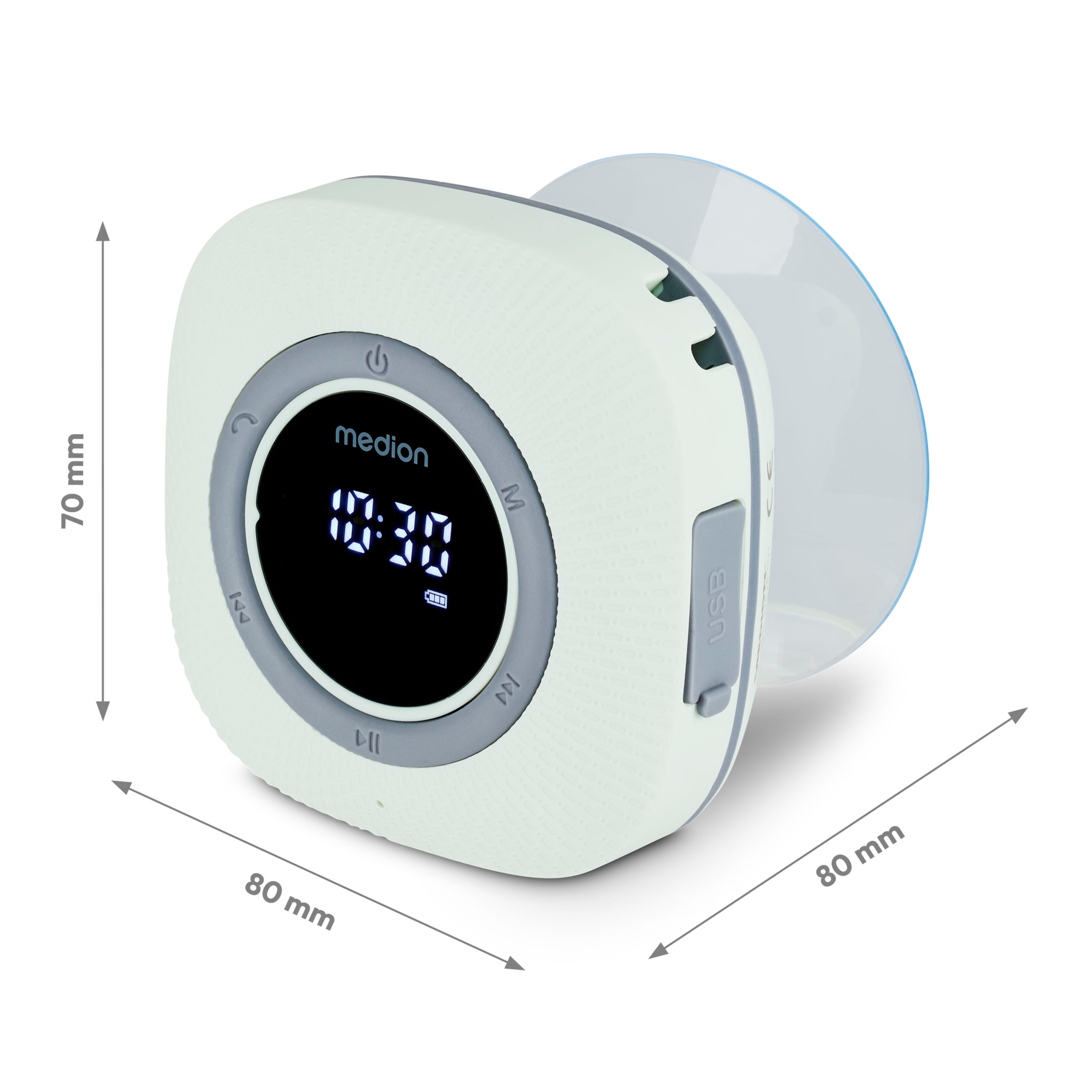 MEDION® LIFE® S66884 Duschradio, LED-Display, UKW-Radio, IPX6 Schutz, Bluetooth® 5.1, 30 W Ausgangsleistung (3 W RMS)