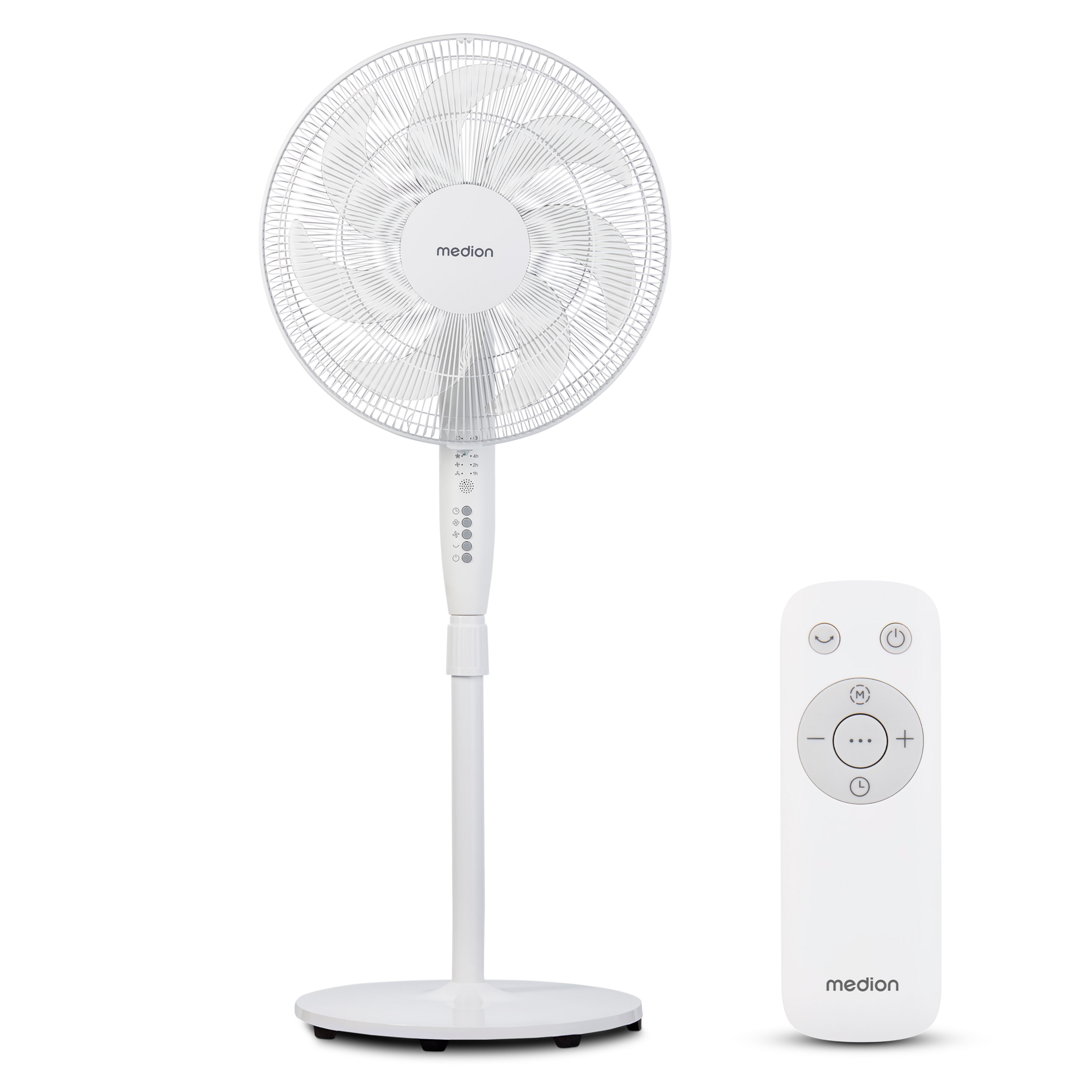MEDION® LIFE P21 SF Standventilator mit Fernbedienung (MD 12069), 3 Geschwindigkeitsstufen, 3 Modi, verstellbare Höhe, 85° horizontale Oszillation, Timerfunktion