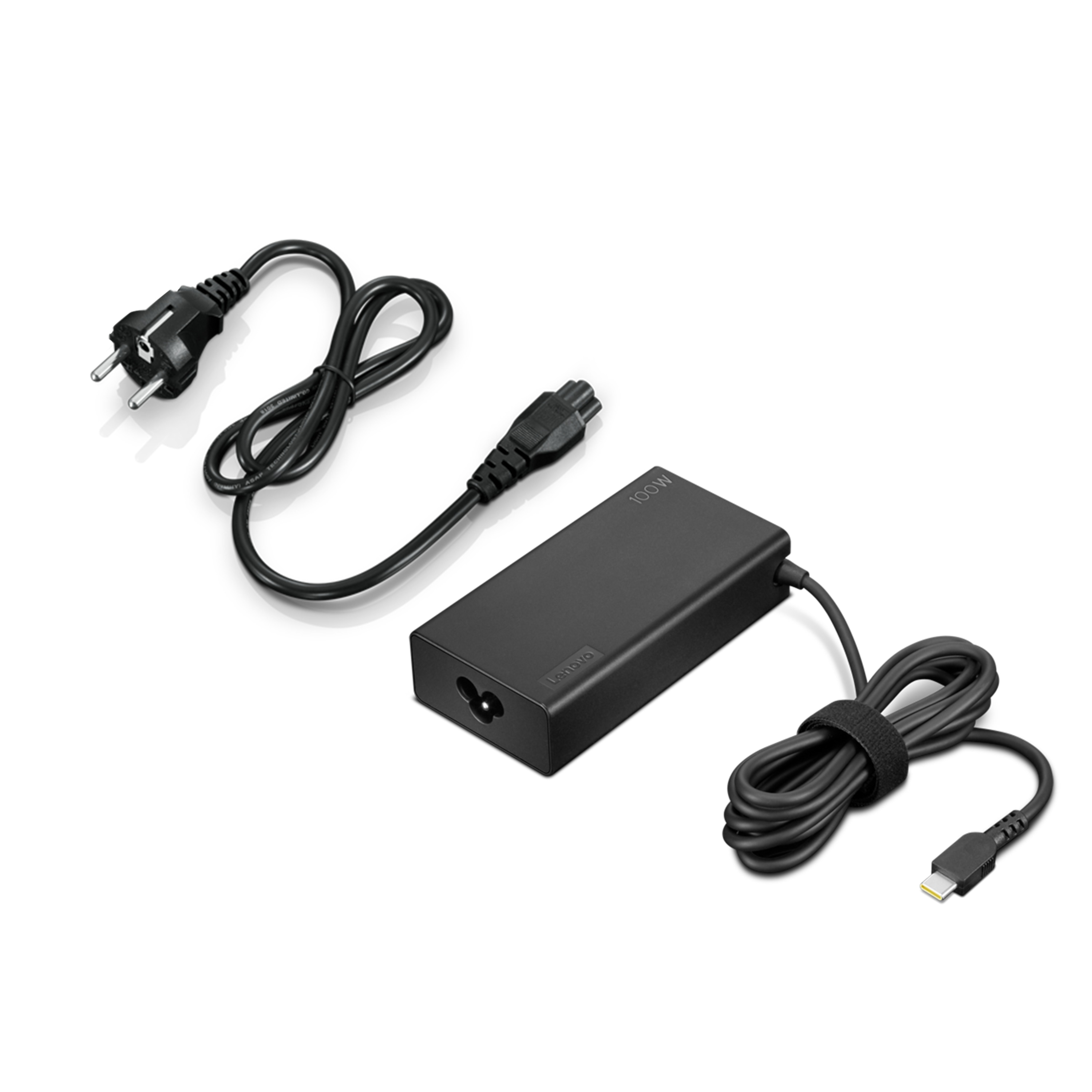 LENOVO 100-Watt-USB-C-Netzteil, C5-Netzkabel (1 m), Gleichstromkabel (Flachstecker, 1,8 m)