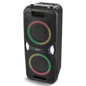 MEDION® LIFE PE-1 Pure Partylautsprecher, PLL-UKW Radio, Bluetooth® 5.4, satter Sound, verschiedene Lichteffekte, X-Bass Bassanhebung, inkl. Mikrofon, 2 x 25 W RMS Ausgangsleistung