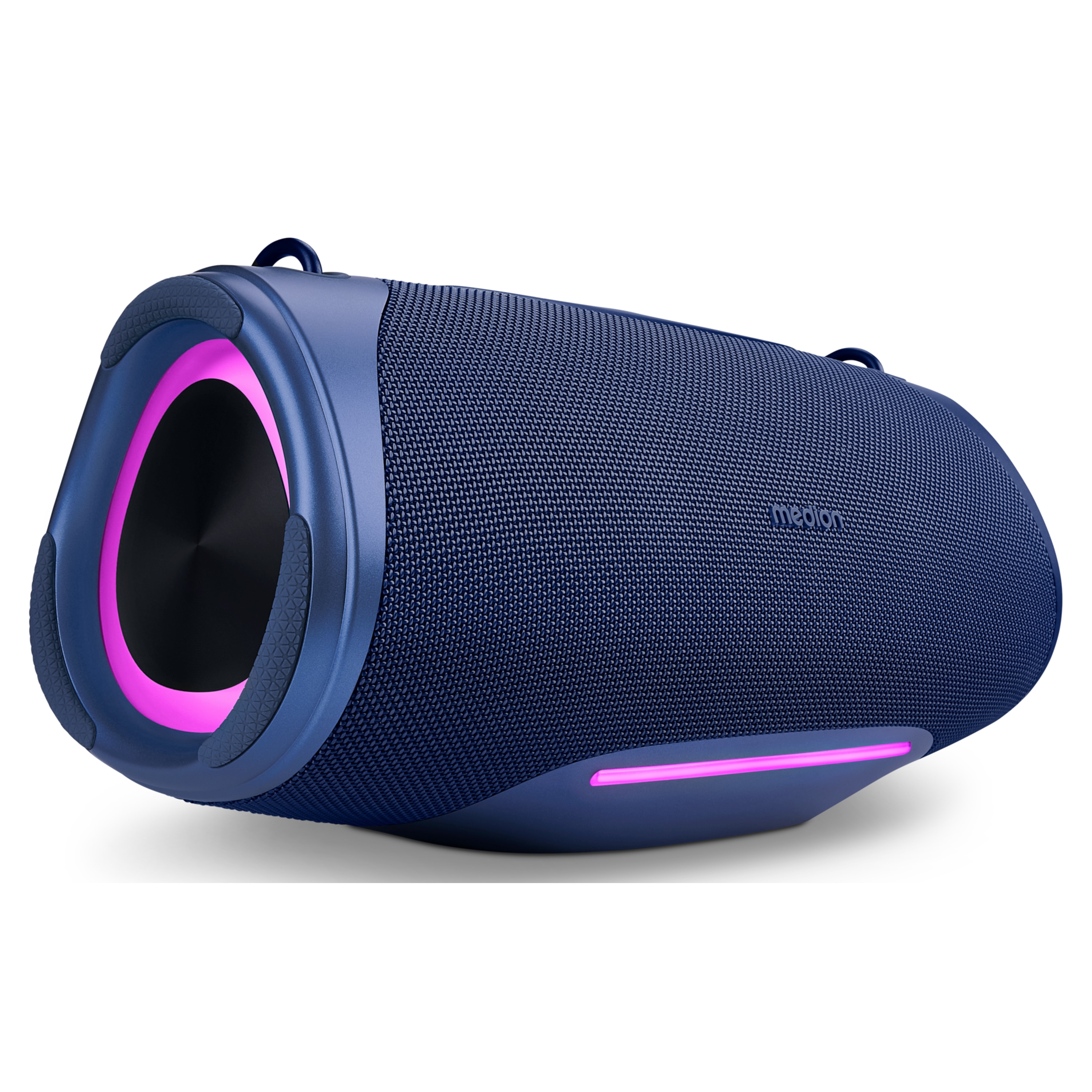 MEDION® LIFE® P61762 Tragbarer Bluetooth® Lautsprecher L, Dual Illuminated & Lightstrip (RGB-Lichteffekte), Bluetooth® 5.3, integrierter Akku mit bis zu 47 Stunden Laufzeit, robustes & mobiles Design, 2 x 25 W RMS
