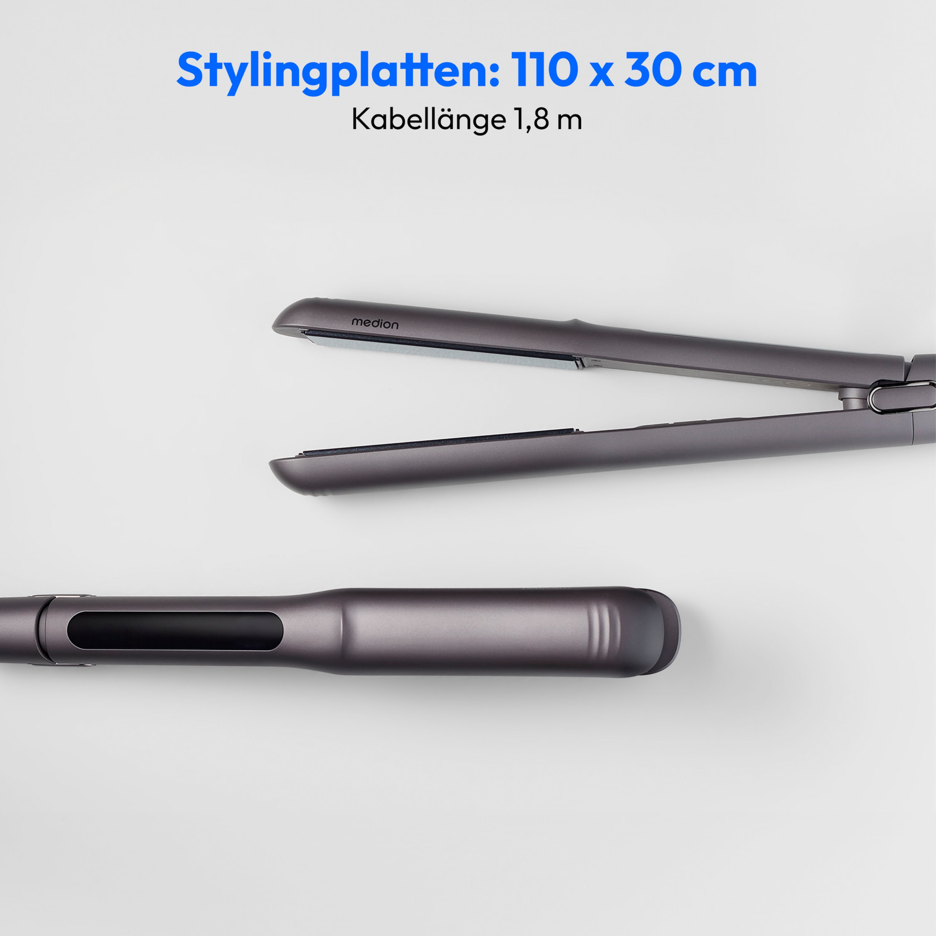 MEDION® LIFE HS1 Glätteisen, flexible Keramik-/Turmalin Heizplatten mit Temperatursensor, Display mit Temperaturanzeige, 5 regelbare Hitzestufen (165° - 210°)