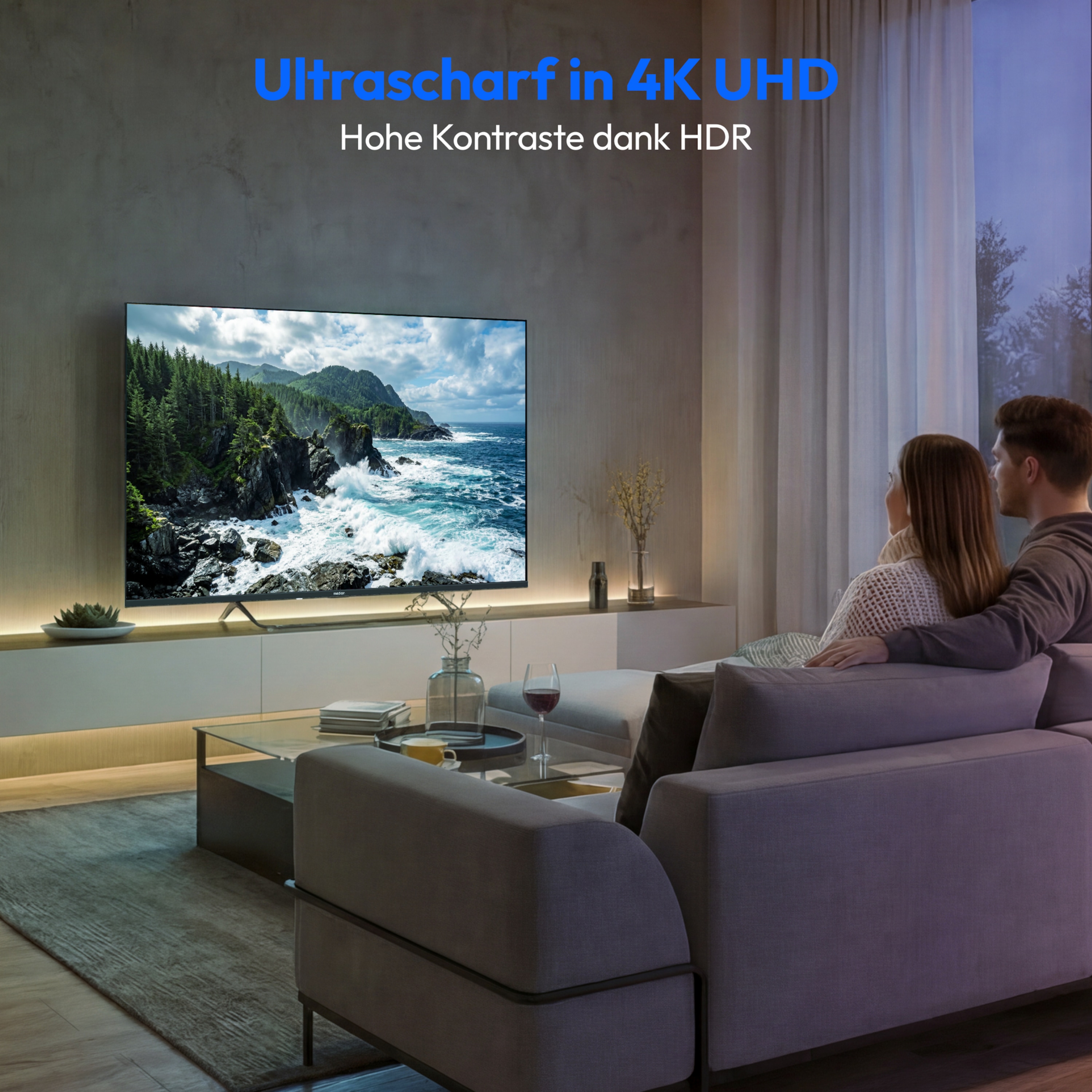 MEDION® LIFE MD 855302 Smart-TV (2026), 138,8 cm (55'') Ultra HD Display, HDR (High Dynamic Range), Dolby Vision®, MEMC, Bluetooth®, PVR ready, HBO Max, MagentaTV, NETFLIX, Prime Video, Disney+, DAZN, Paramount+ App, VIDAA App Store, Dolby Atmos®