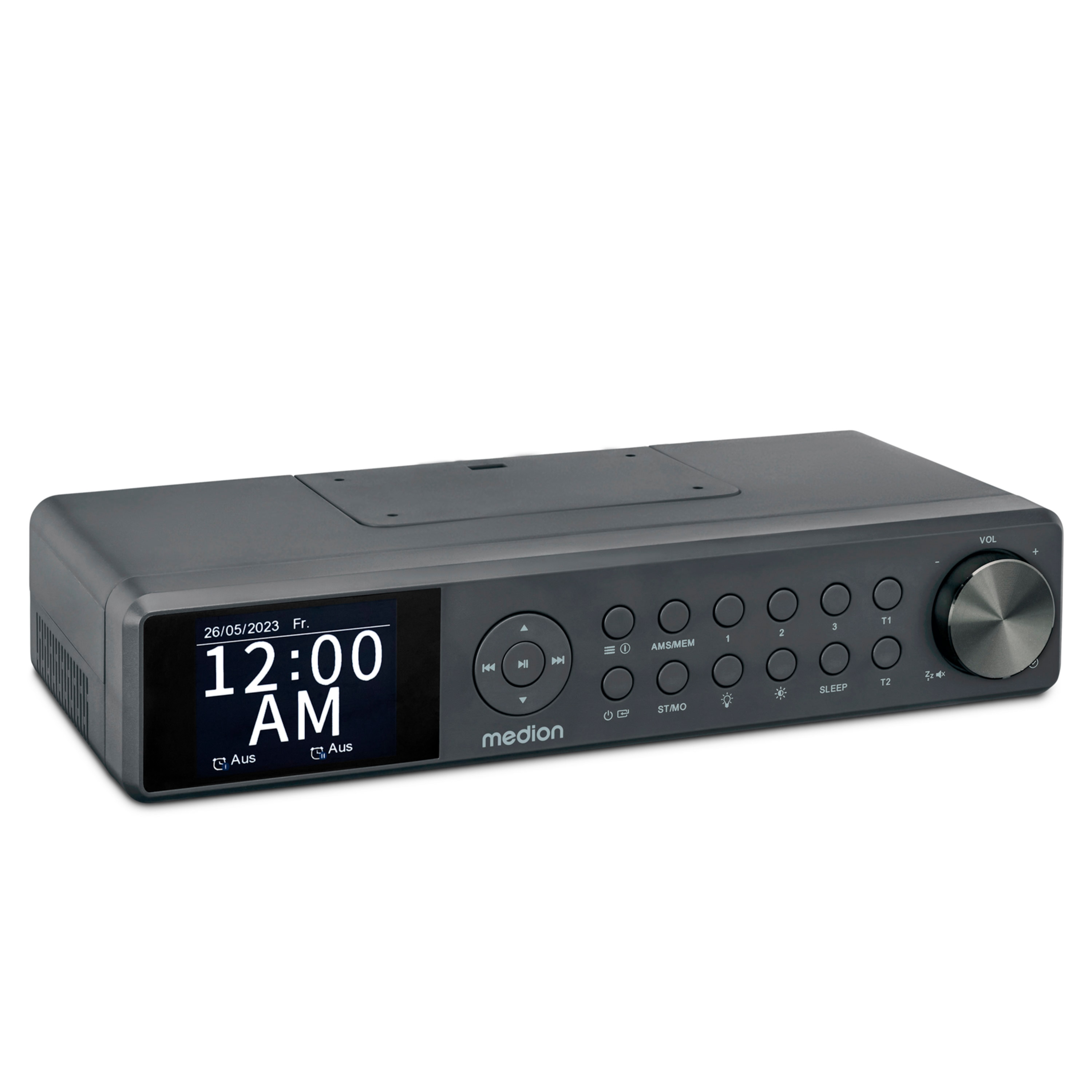 MEDION® LIFE P66750 DAB+ Premium Küchenradio grau, 6,1 cm (2,4'') TFT-Farbdisplay, DAB+/PLL-UKW Radio, Bluetooth® 5.0, LED-Beleuchtung, 2 x 3 W RMS