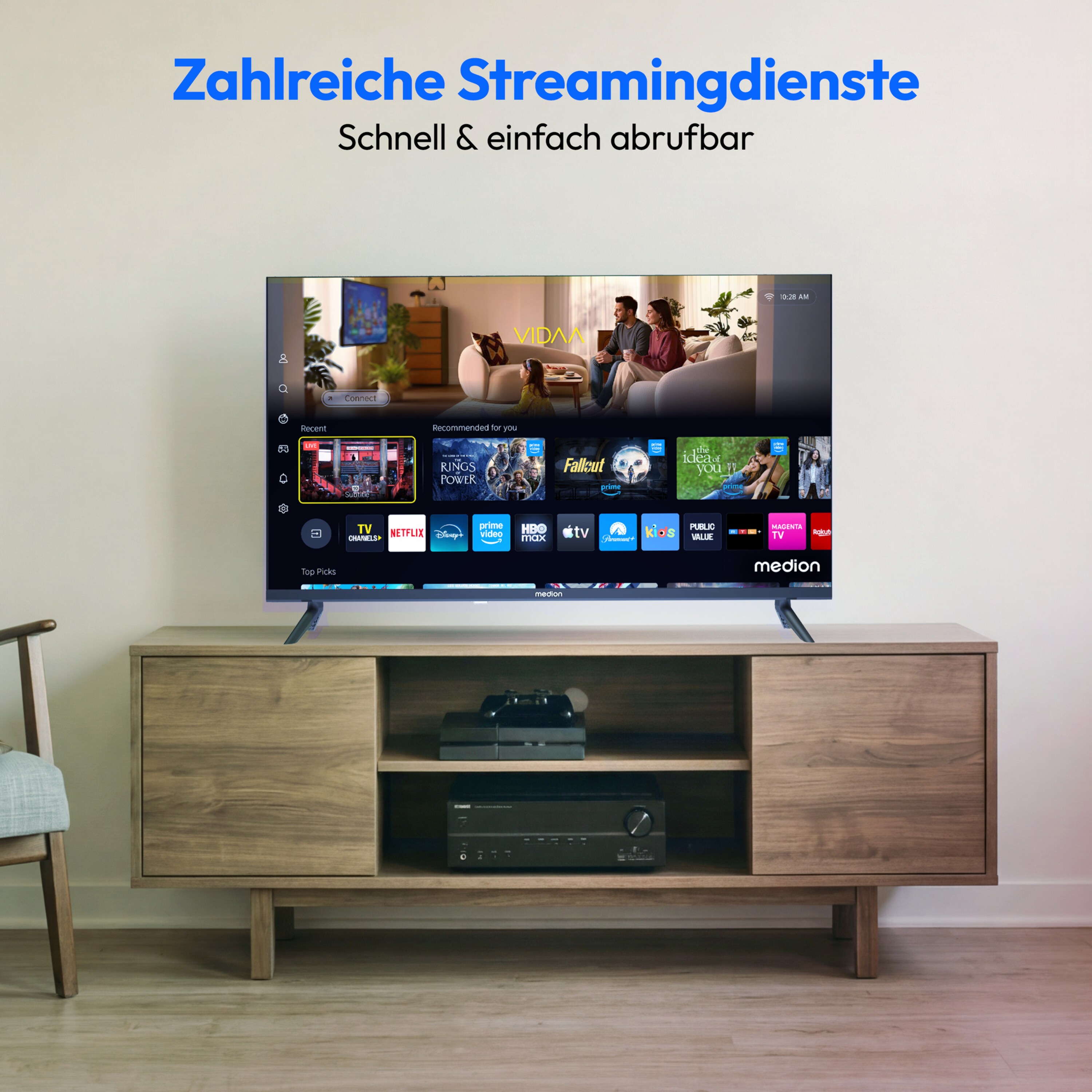 MEDION® LIFE MD 832102 Smart-TV - Modell 2026, 80 cm (32'') Full HD Display, PVR ready, HD Triple Tuner, VIDAA App Store, NETFLIX, Disney+, DAZN, Amazon Prime Video, Paramount+, Apple TV, Magenta TV, HBOmax, RTL+, Joyn App