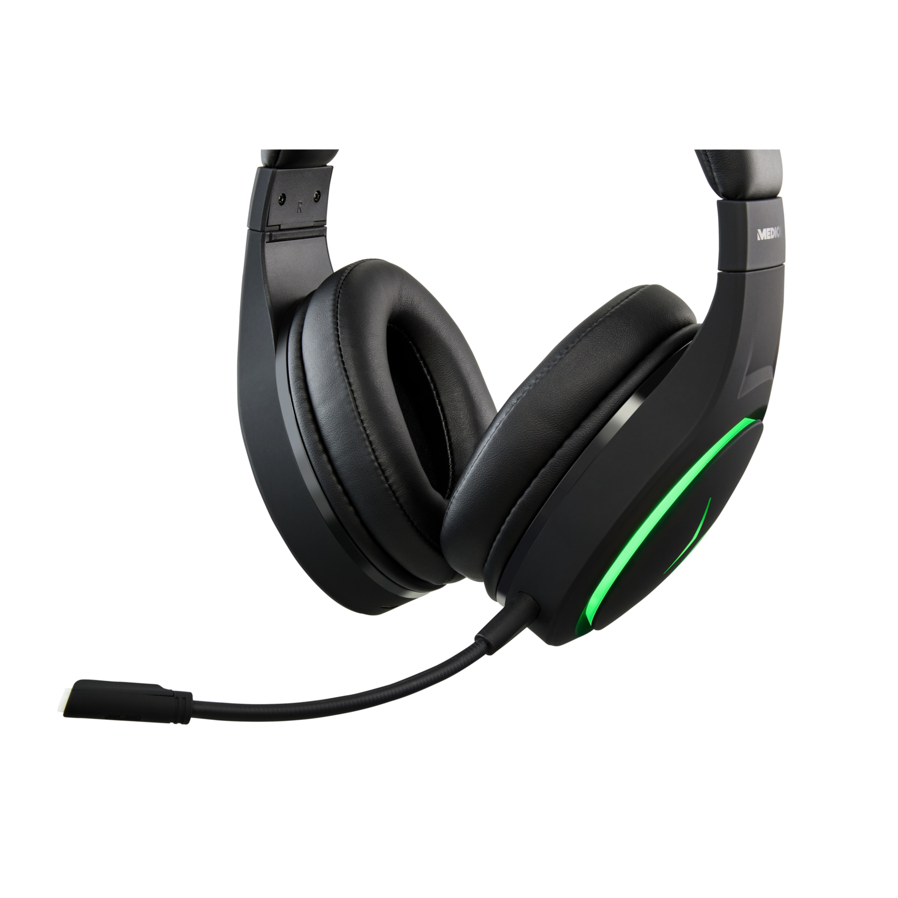 MEDION® ERAZER® Mage X10, Wireless Gaming Headset, klasse Klangqualität, flexibles & abnehmbares Mikrofon, RGB, Kabelbedienelement, bis zu 12 Stunden Laufzeit, kabellos (PC & PS5®) oder kabelgebunden