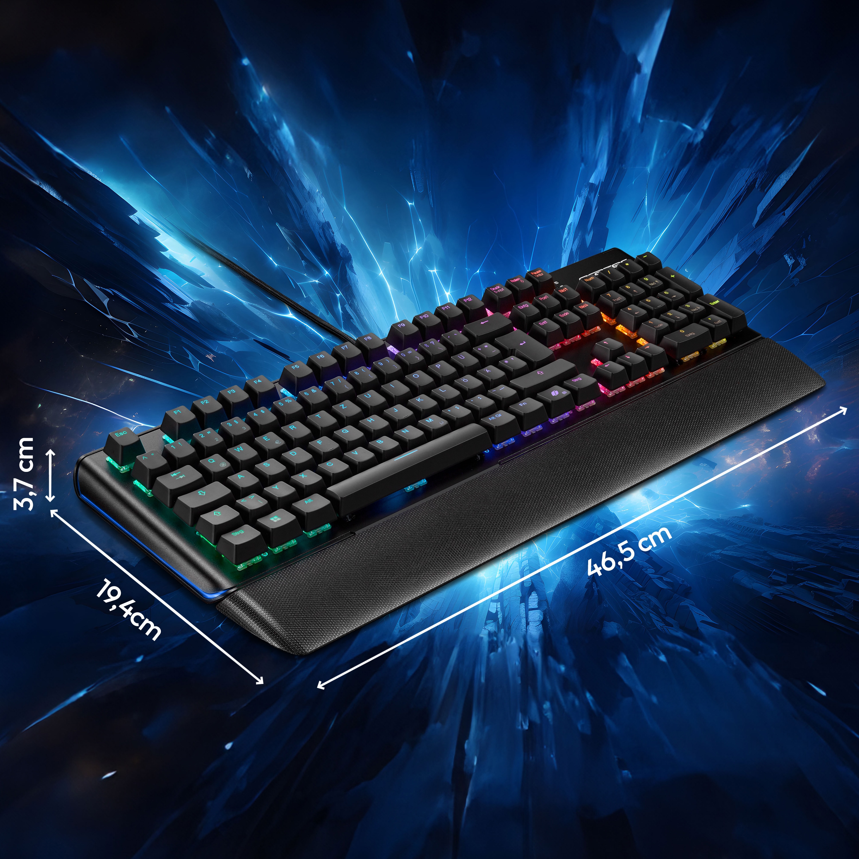 MEDION® ERAZER Supporter X20 mechanische Gaming Tastatur, extrem langlebige CHERRY MX RGB Red Switches, austauschbare Schalter und Tastenkappen, 100% Anti-Ghosting, RGB-Hintergrundbeleuchtung, hochwertige Oberfläche